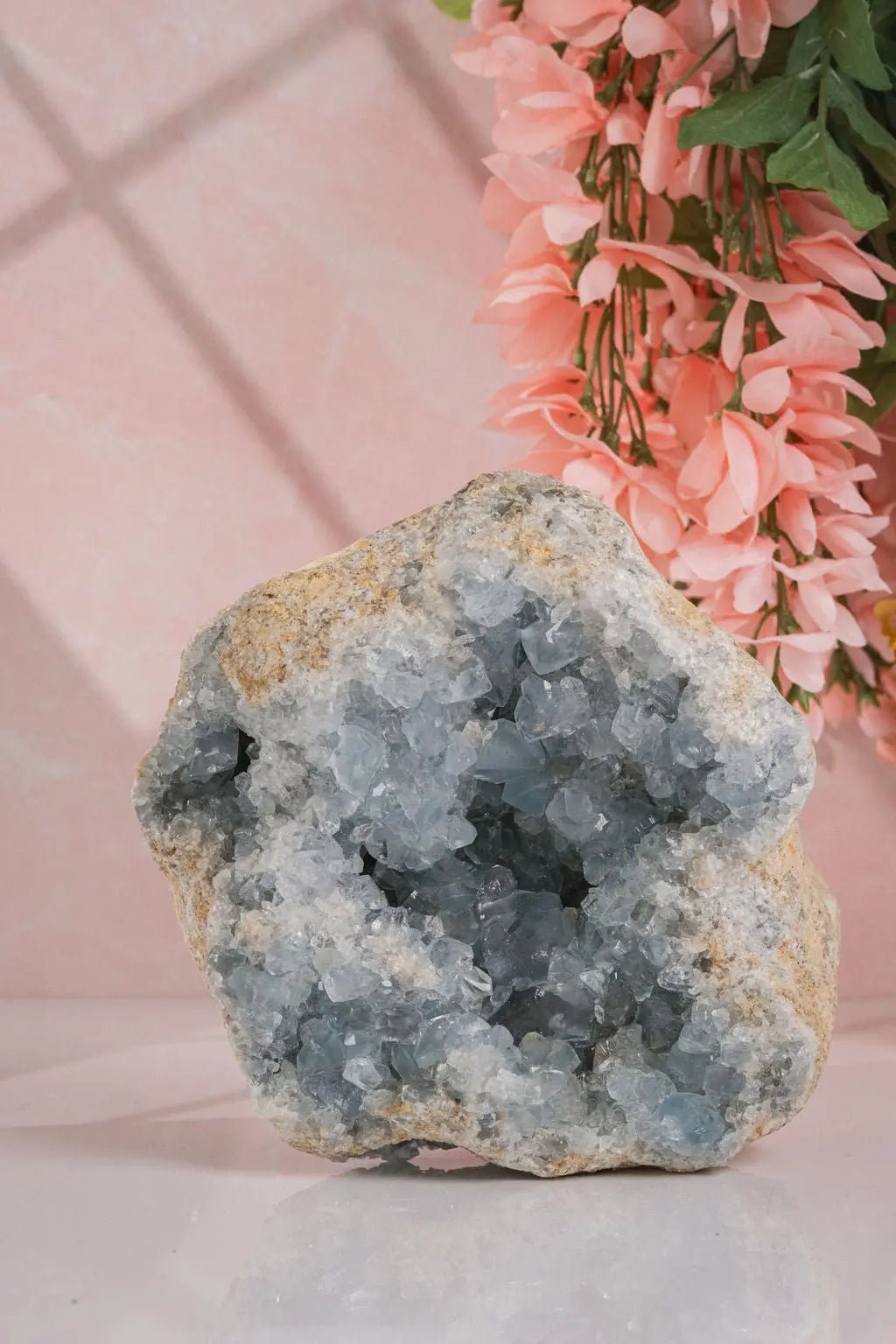 Large 12 LB Celestite Geode Display Piece - Amethyst Goddess