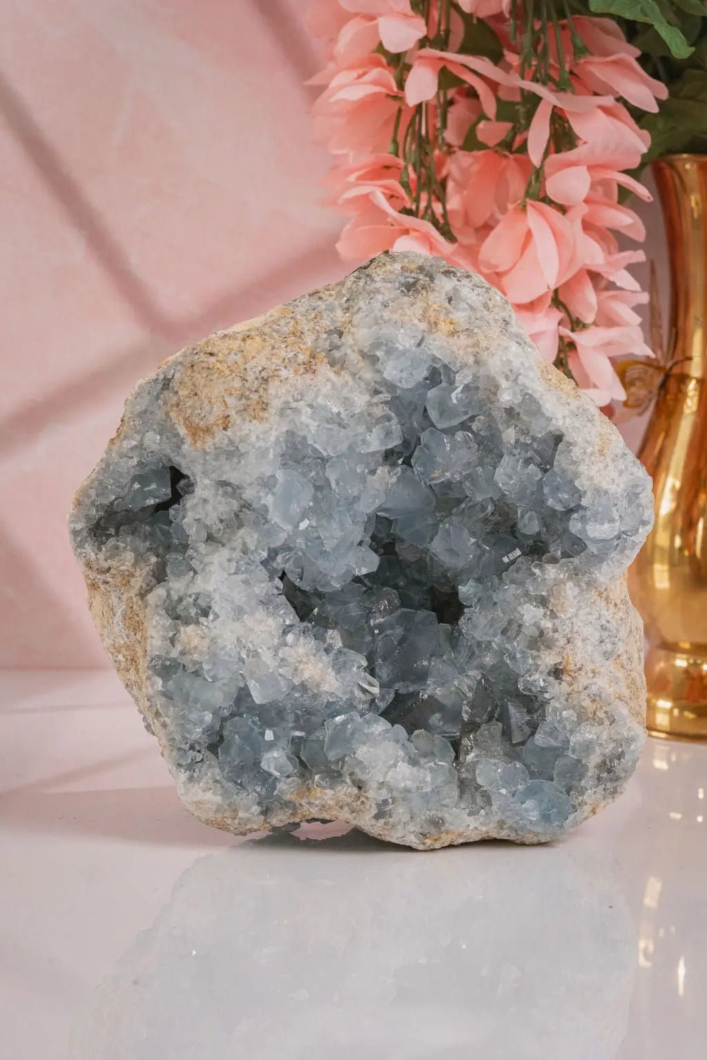 Large 12 LB Celestite Geode Display Piece - Amethyst Goddess