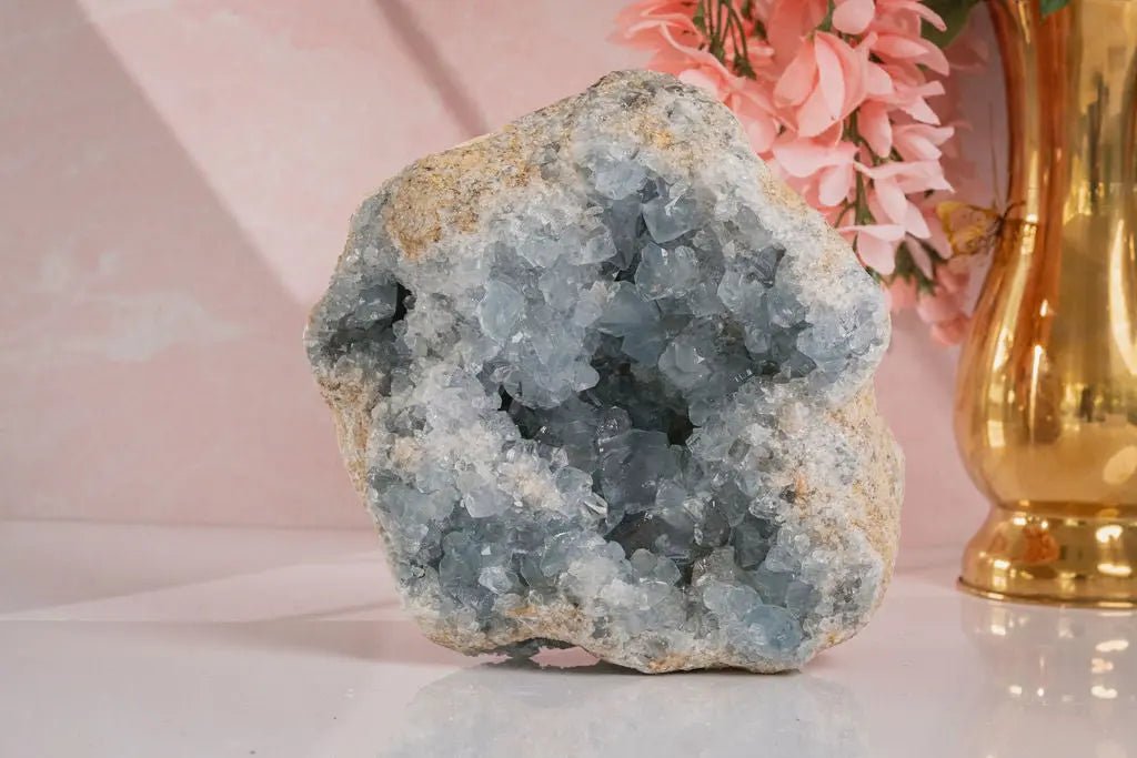 Large 12 LB Celestite Geode Display Piece - Amethyst Goddess