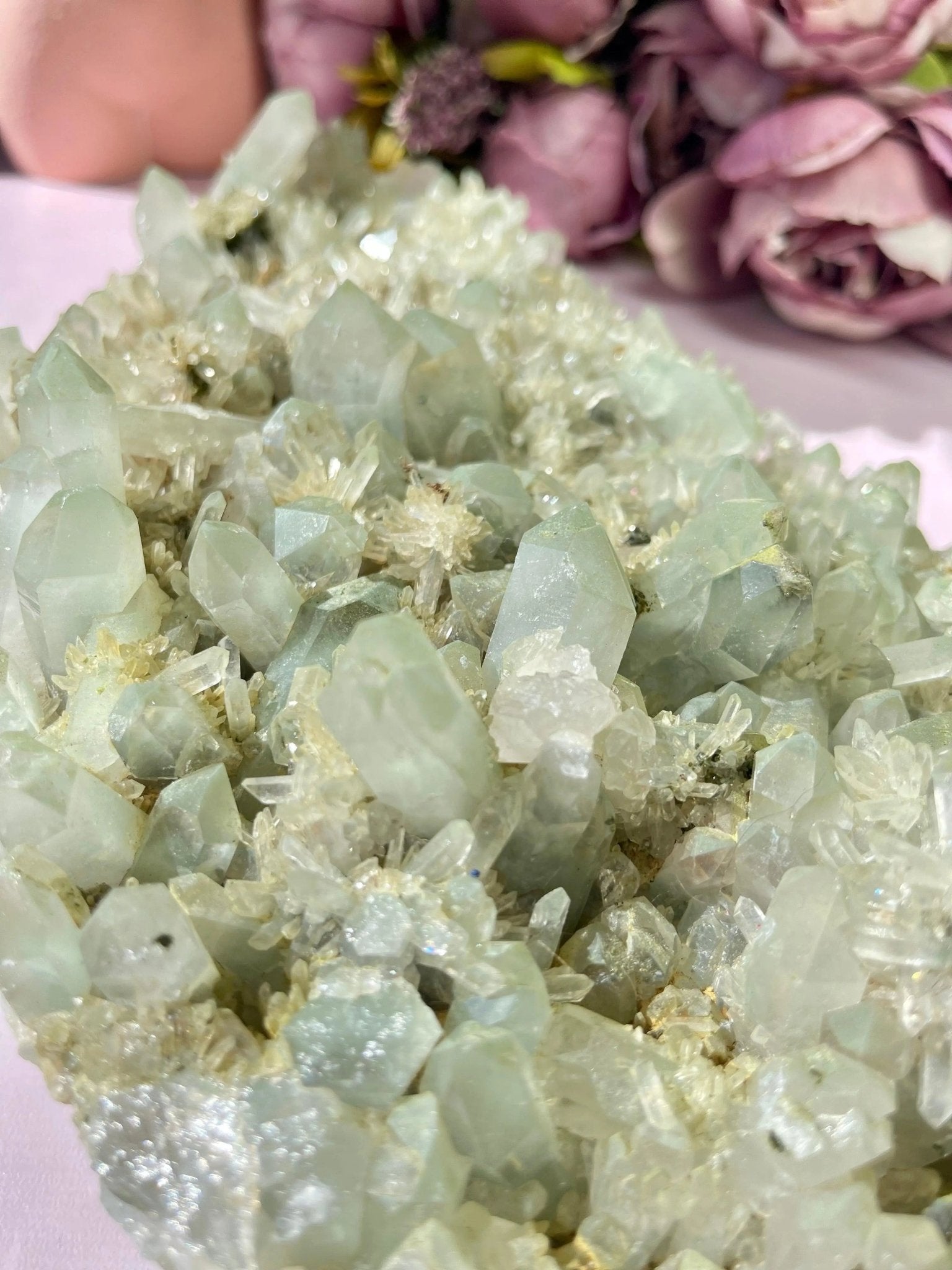 8lb Epidote Quartz on Green Chlorite Quartz - Amethyst Goddess