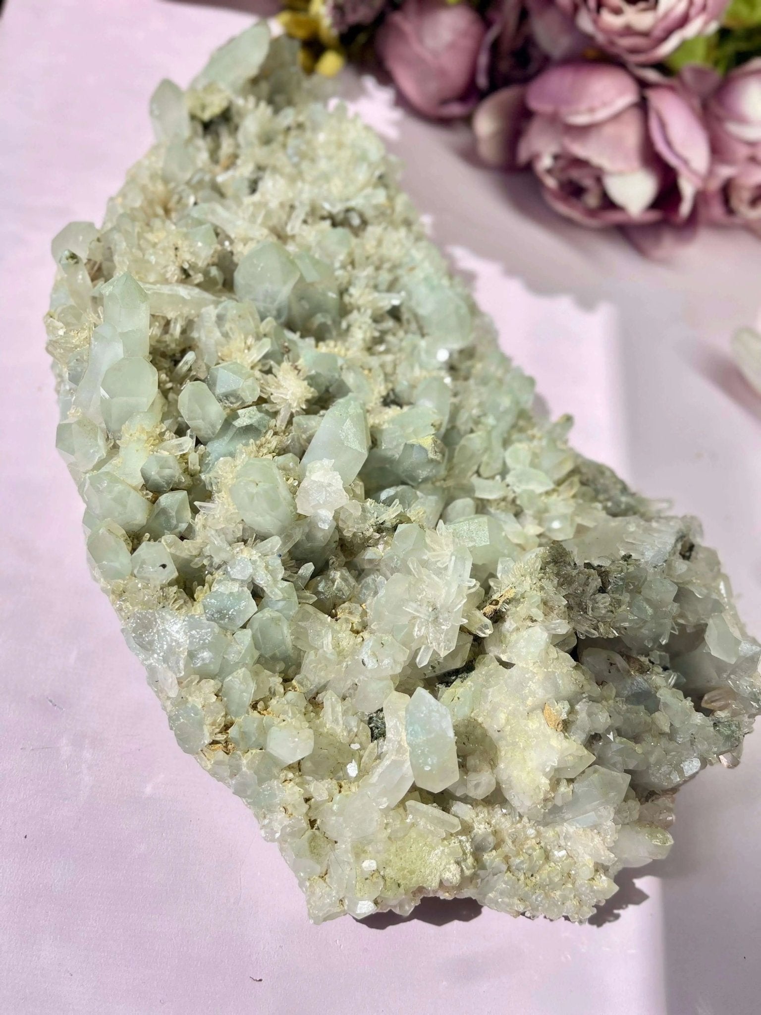 8lb Epidote Quartz on Green Chlorite Quartz - Amethyst Goddess