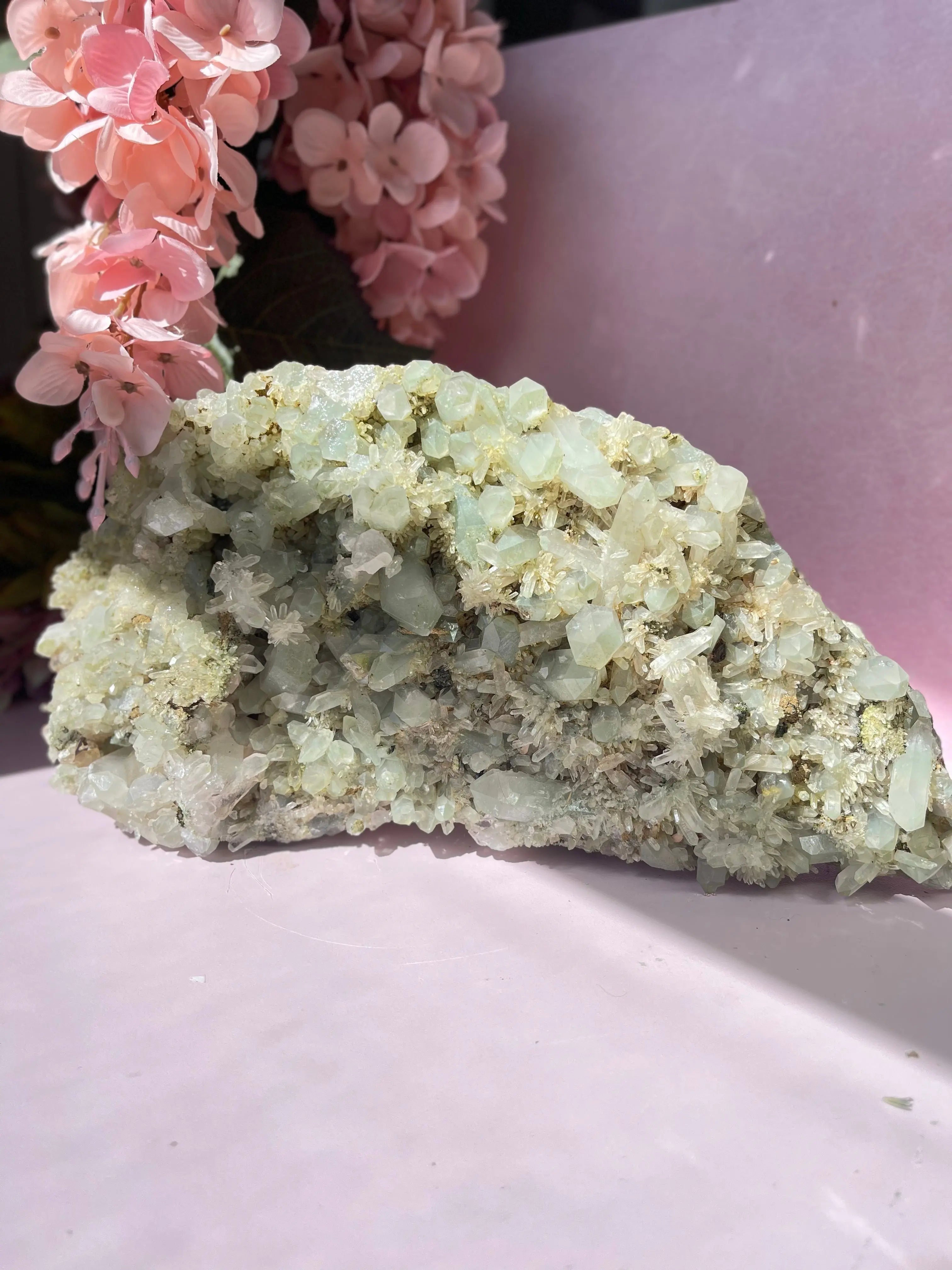 Rare Epidote Quartz on Green Chlorite Quartz Specimen Size: 13 × 8 inches