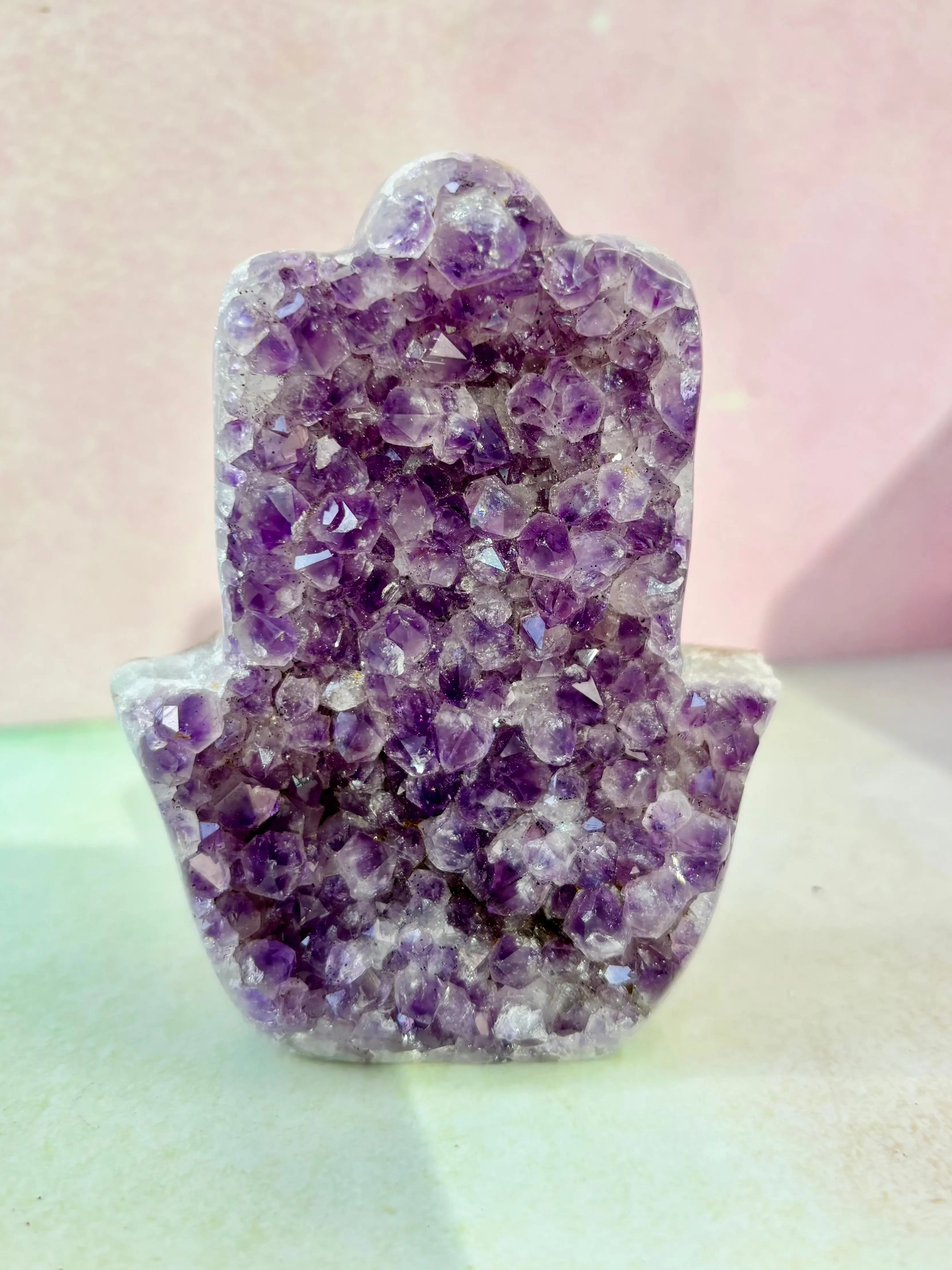Crystalline Amethyst Hamsa Hand