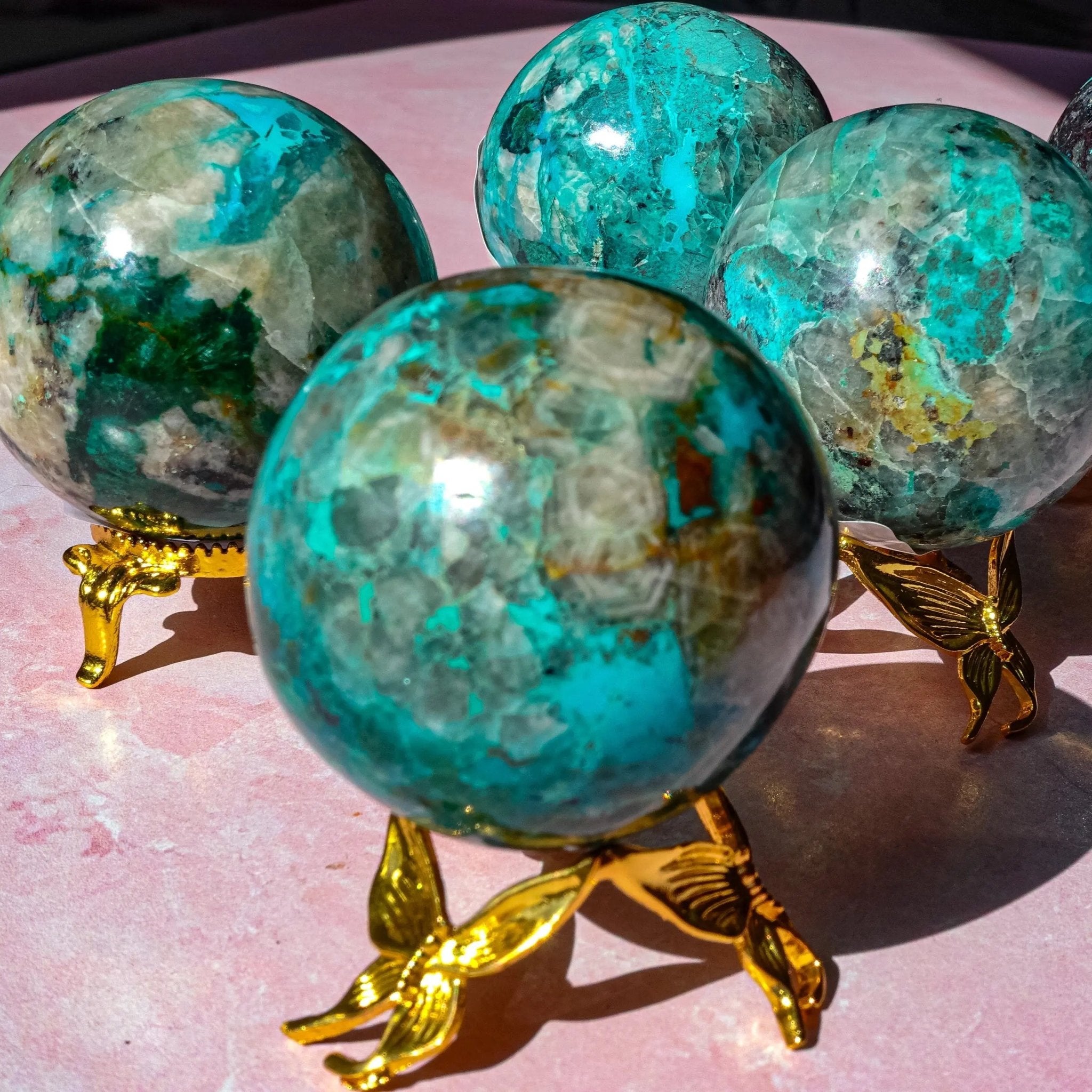 Chrysocolla Spheres - Amethyst Goddess