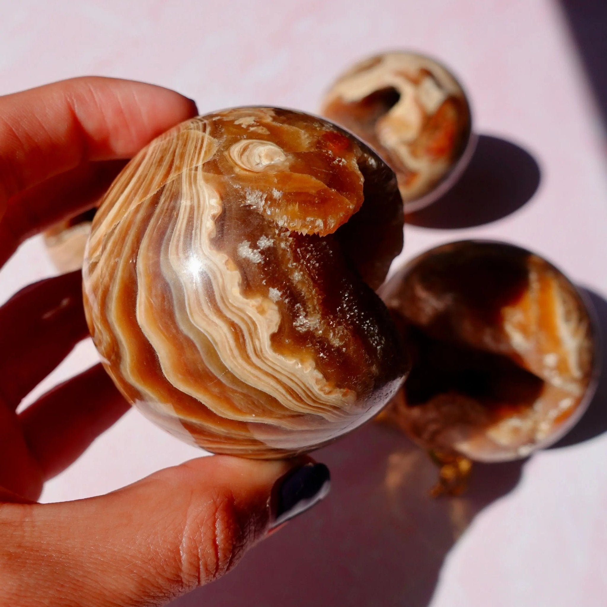 Druzy Chocolate Brown Aragonite Spheres - Amethyst Goddess