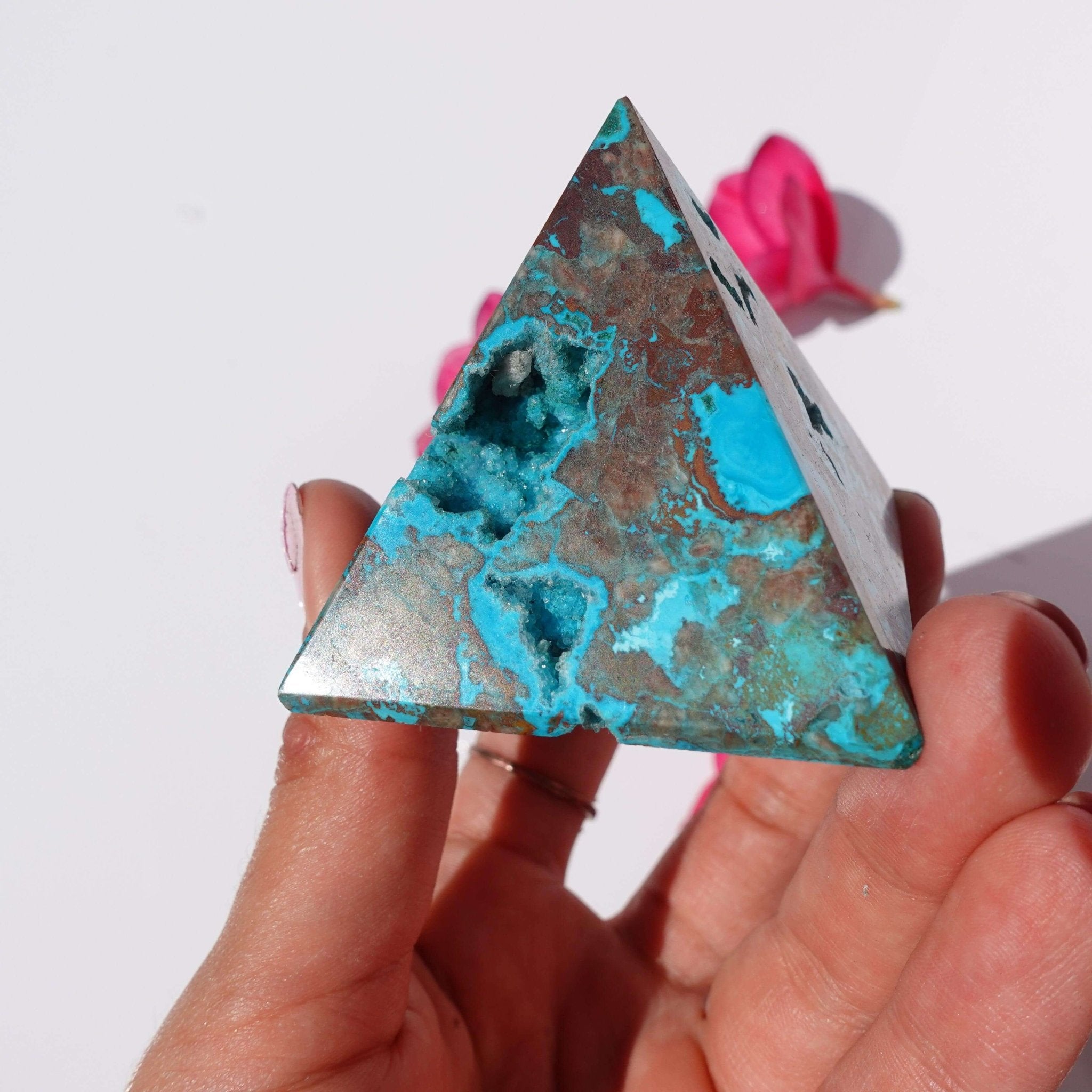 Druzy Chrysocolla Pyramids - Amethyst Goddess