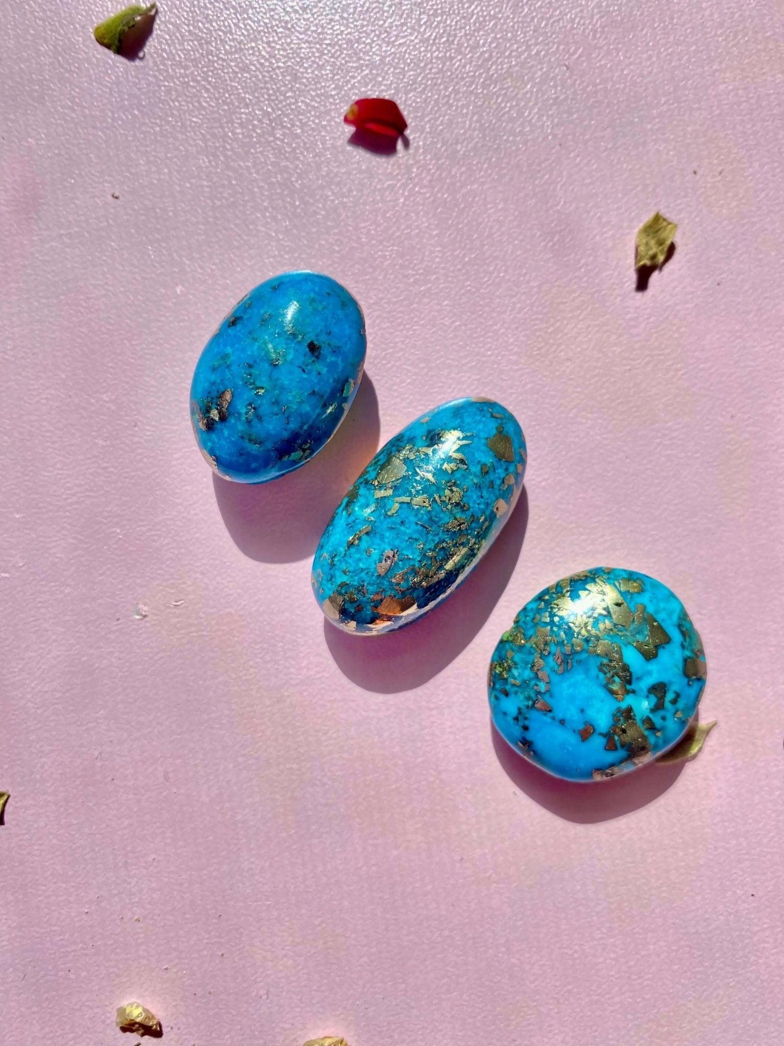 Authentic Morenci Turquoise Cabochon With Pyrite Inclusions - Amethyst Goddess