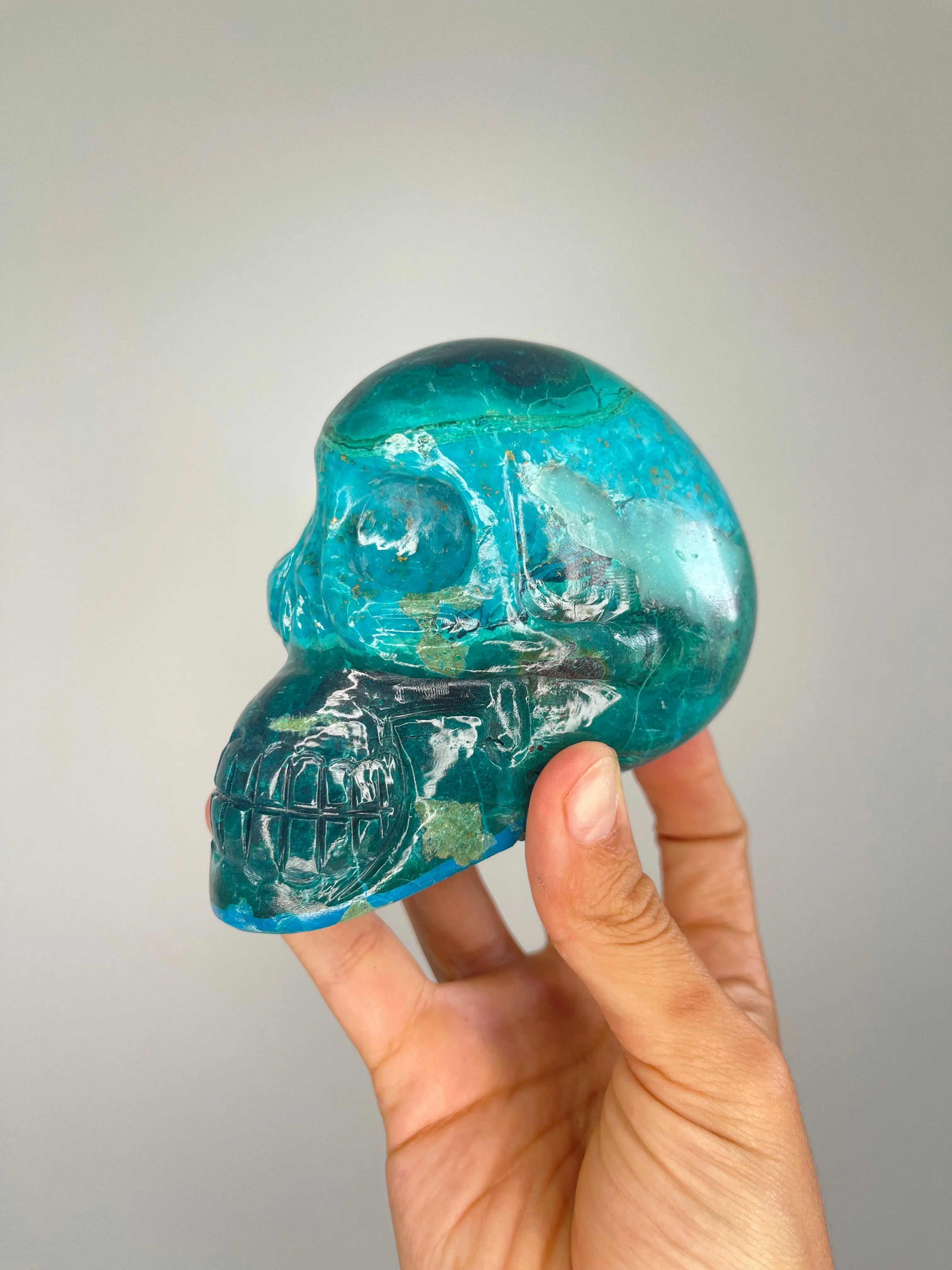 Chrysocolla Skull,8