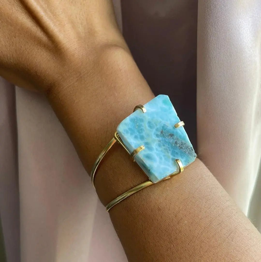 Larimar Cuff Bracelet - Amethyst Goddess