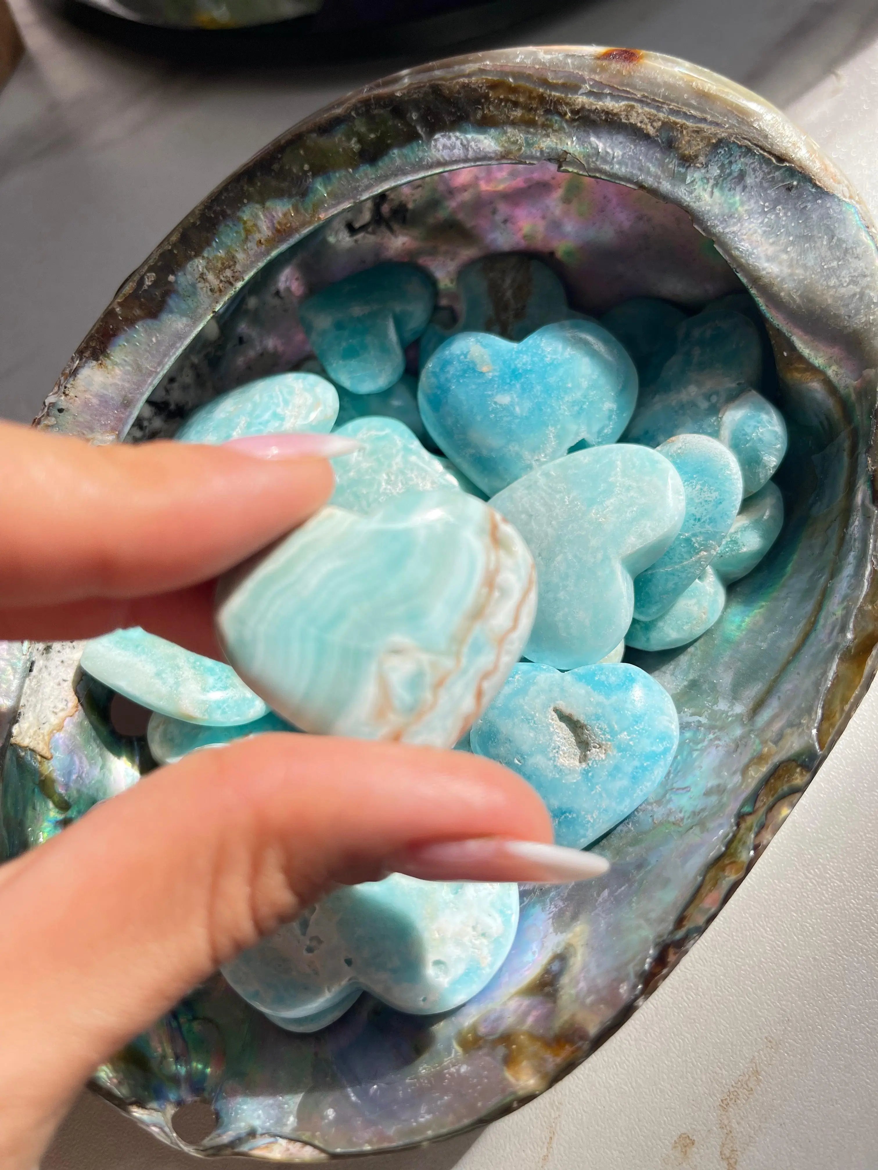 Mini Blue Aragonite Hearts,2