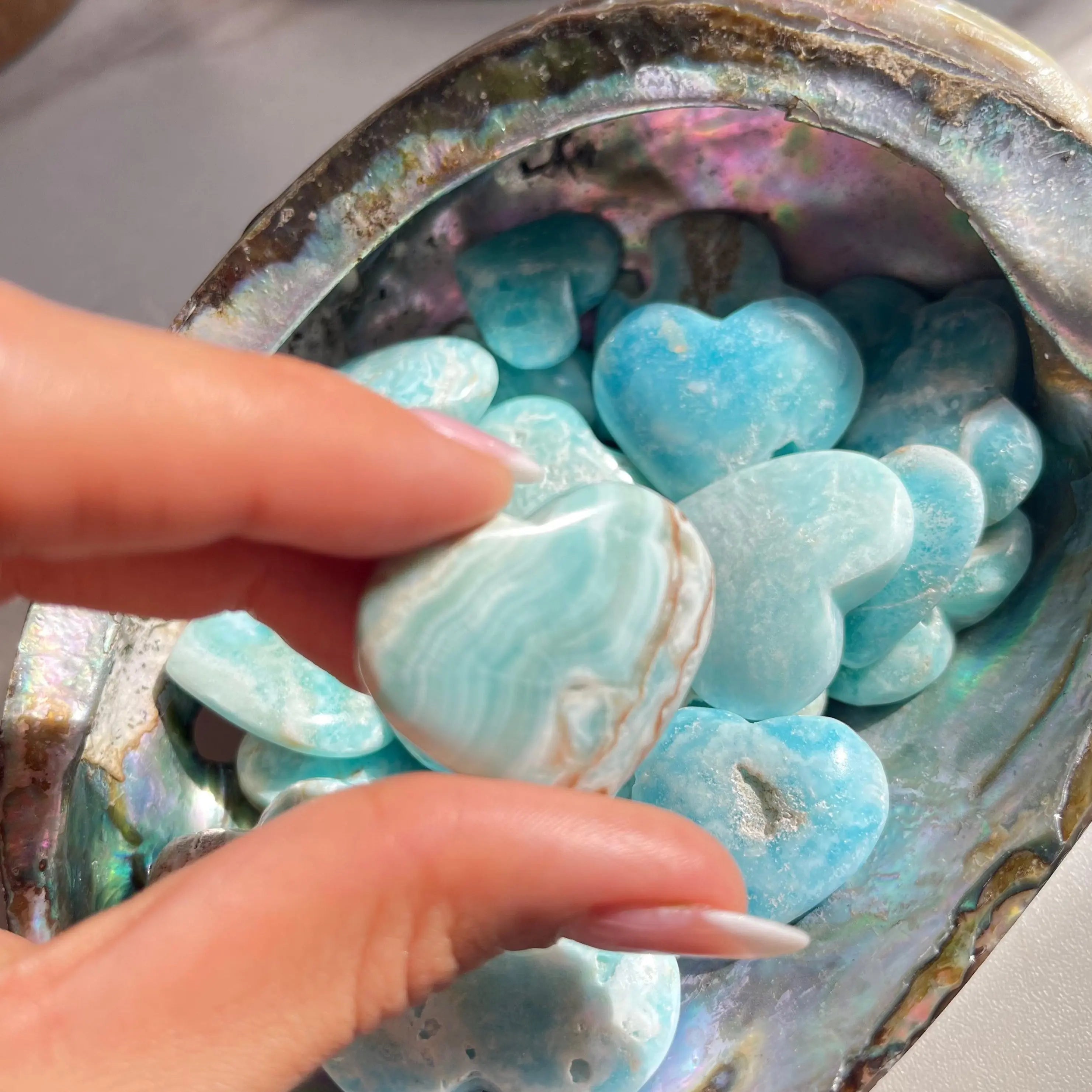 Mini Blue Aragonite Hearts,1