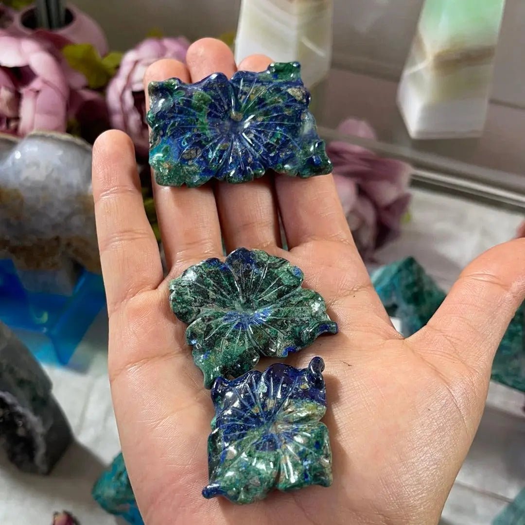 Polished Azurite Flowers - Amethyst Goddess