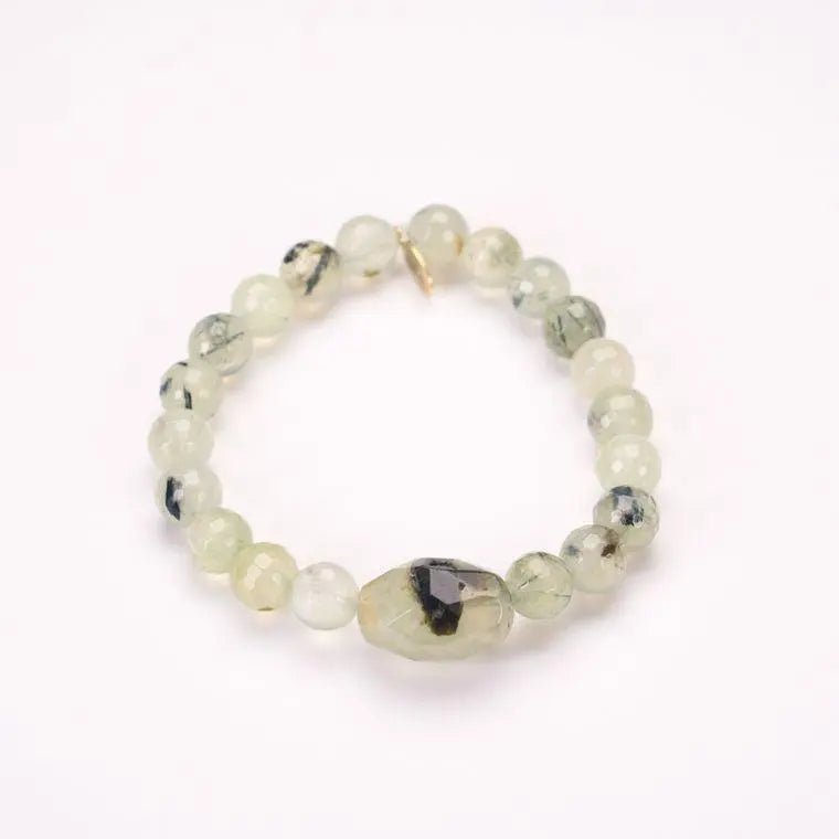Prehnite + Prehnite Center Healing Bracelet - Amethyst Goddess