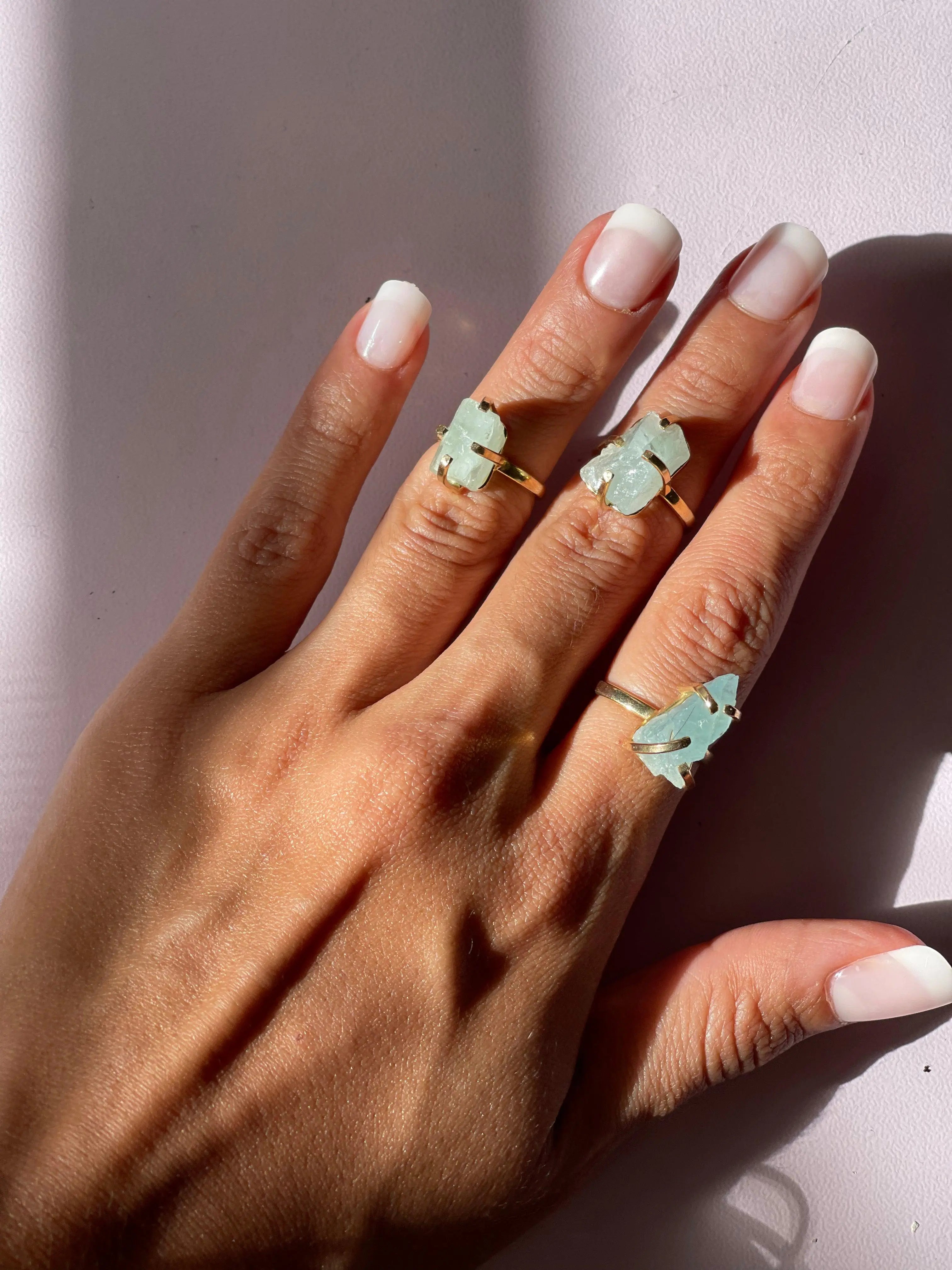 Raw Aquamarine Simple Band Rings,1