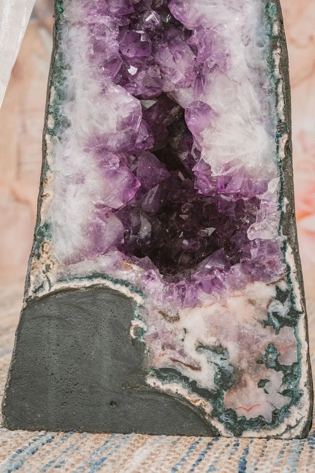 3 Ft Clear Quartz Crystal Parrot On Amethyst Cathedral - Amethyst Goddess