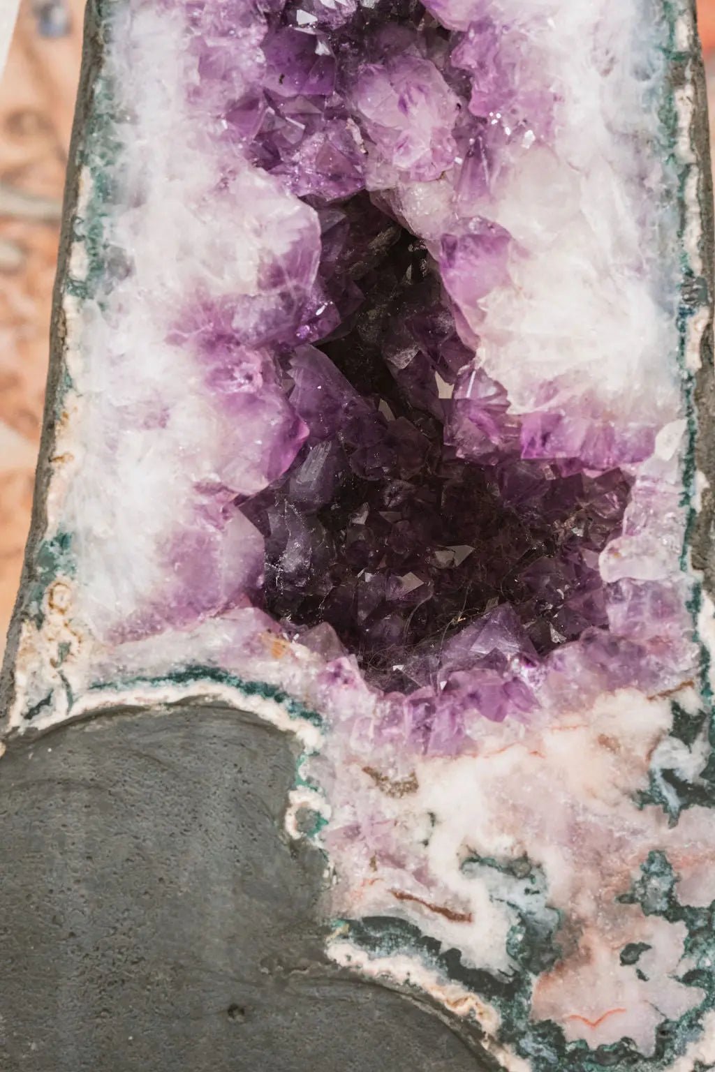 3 Ft Clear Quartz Crystal Parrot On Amethyst Cathedral - Amethyst Goddess