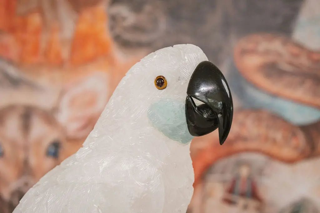 3 Ft Clear Quartz Crystal Parrot On Amethyst Cathedral - Amethyst Goddess