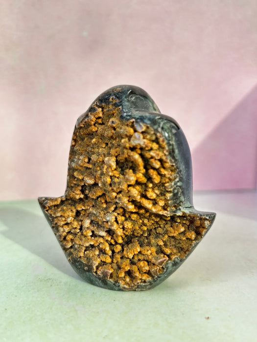 Orange Druzy Amethyst Hamsa Hand