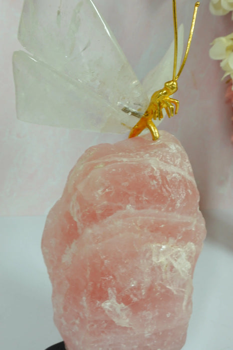 crystal butterfly sculpture rose quartz 2