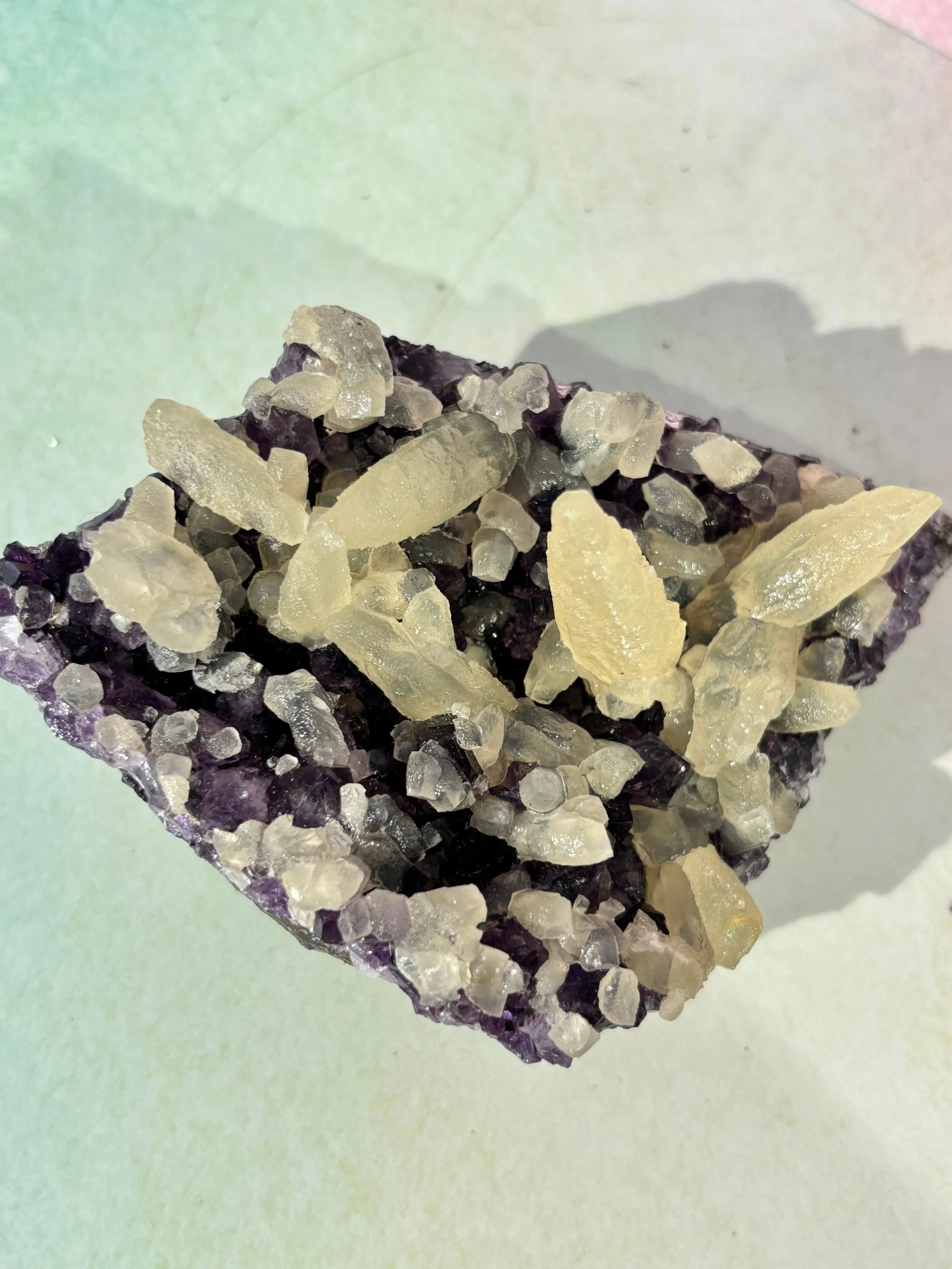 Dreamscape Amethyst Cluster with Calcite Formations