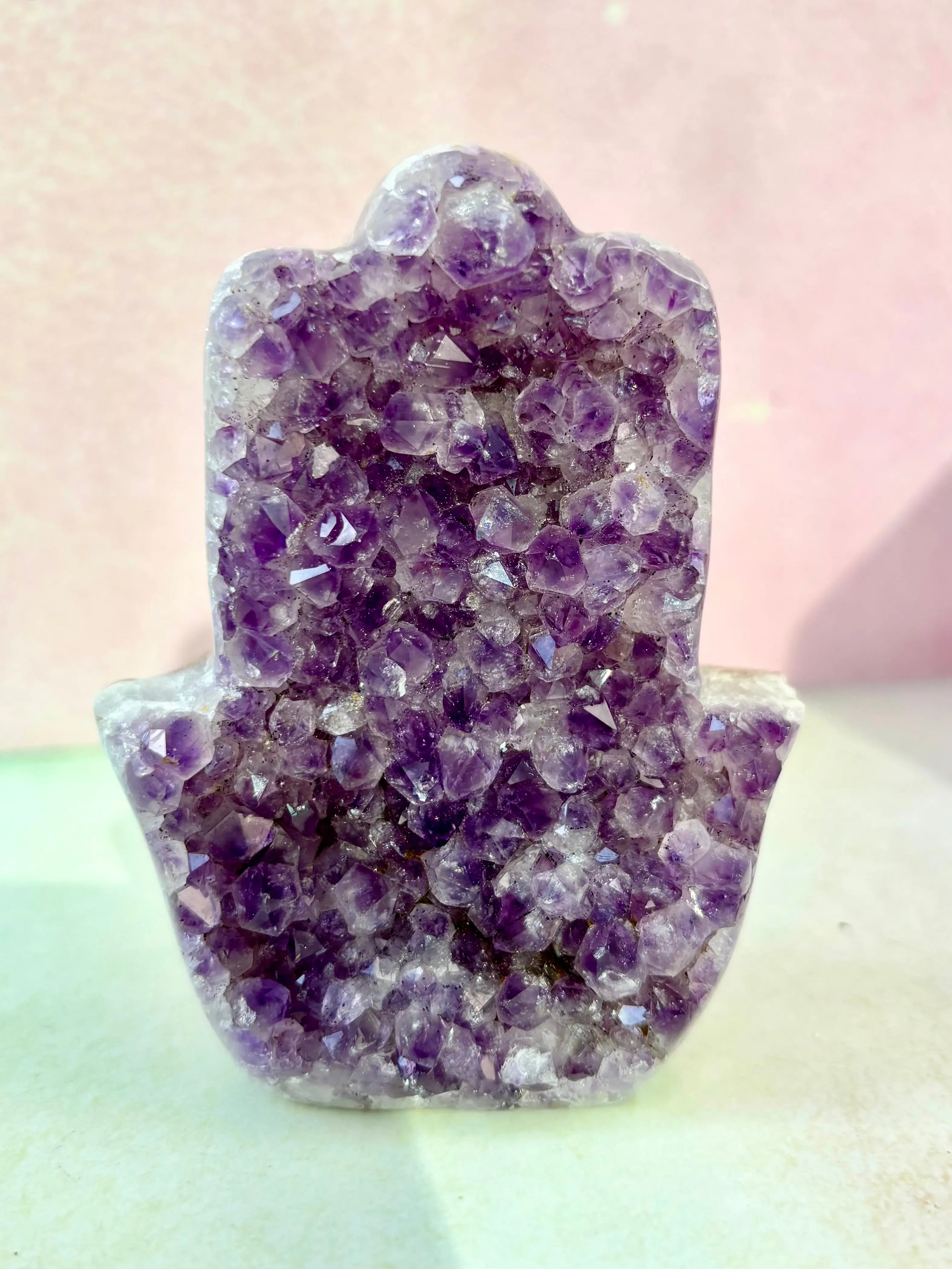 Crystalline Amethyst Hamsa Hand
