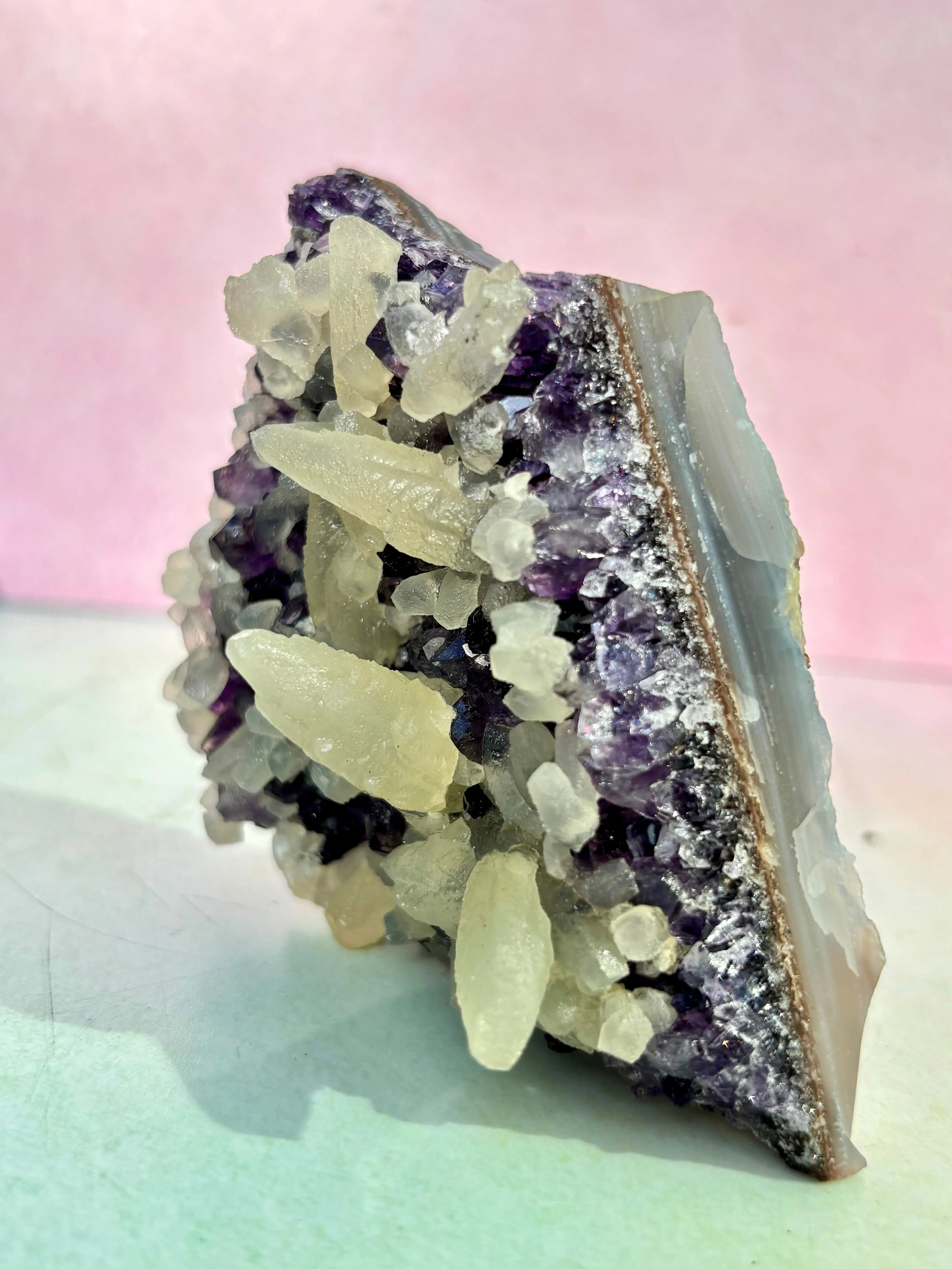 Dreamscape Amethyst Cluster with Calcite Formations