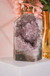 large geode amethyst tower with quartz statement piece