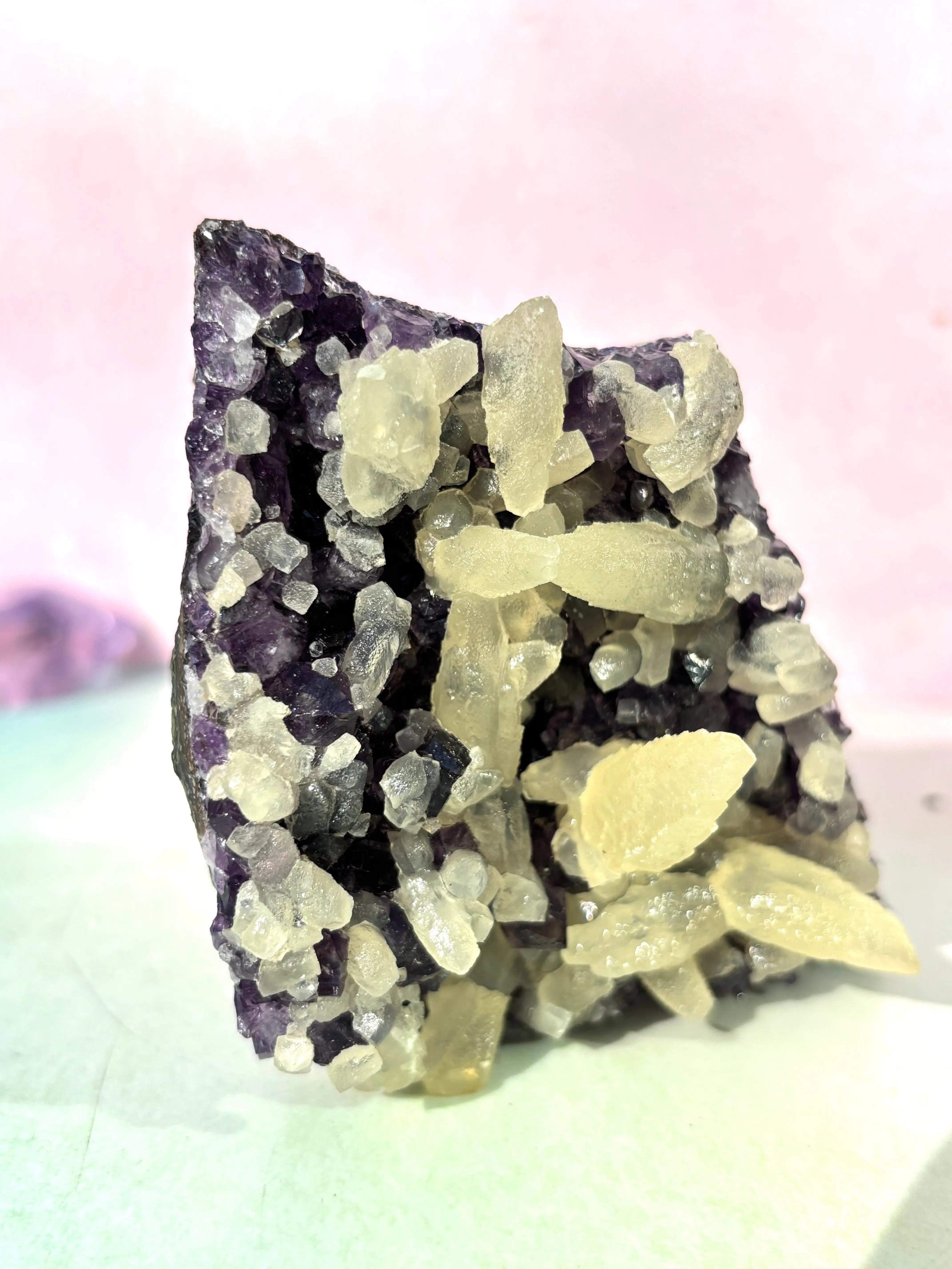 Dreamscape Amethyst Cluster with Calcite Formations