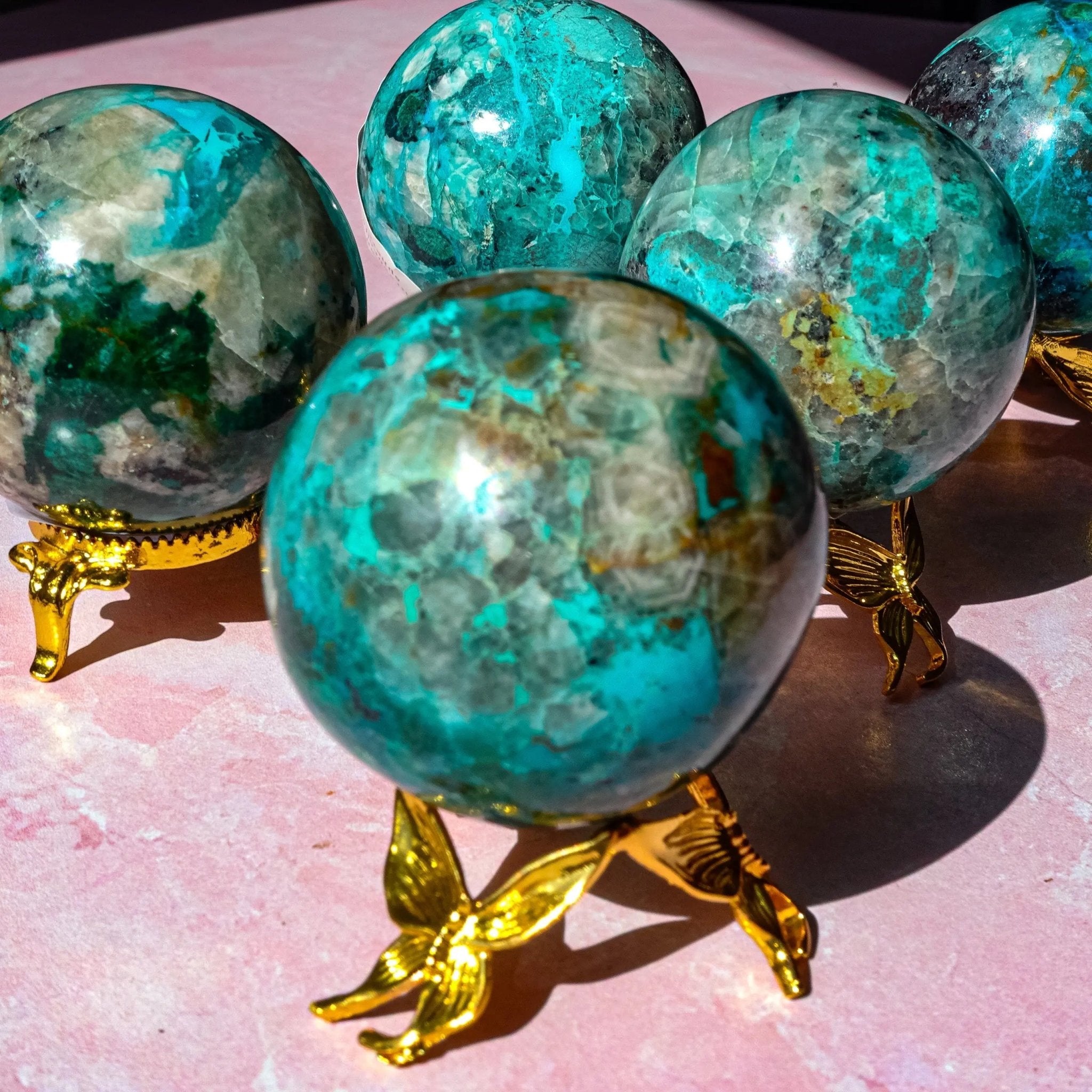 Chrysocolla Spheres - Amethyst Goddess