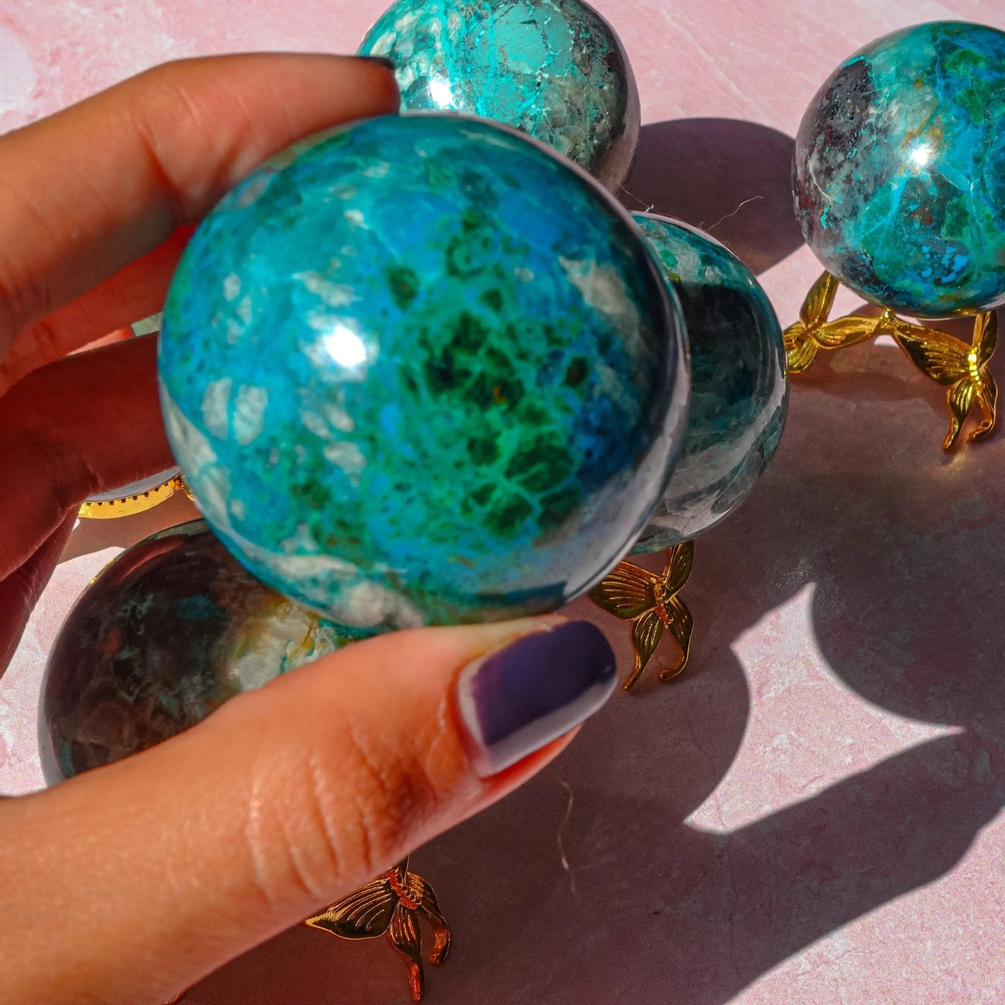 Chrysocolla Spheres - Amethyst Goddess