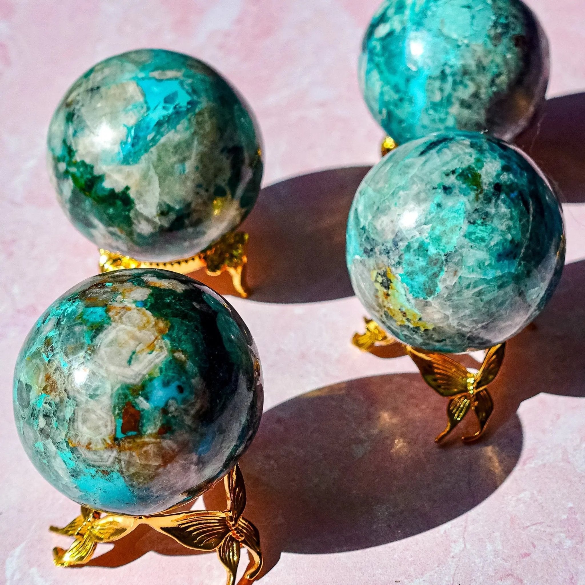 Chrysocolla Spheres - Amethyst Goddess