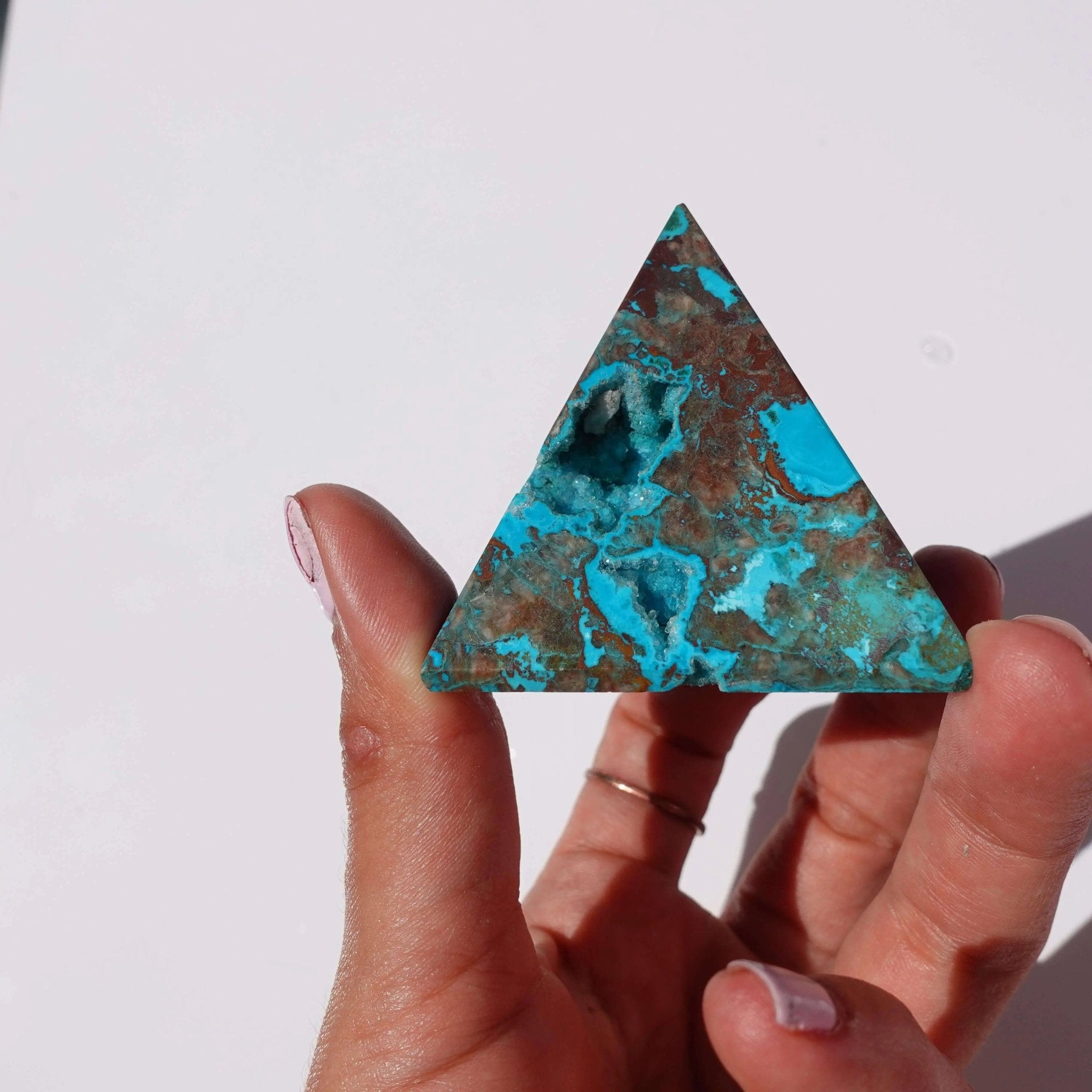 Druzy Chrysocolla Pyramids - Amethyst Goddess