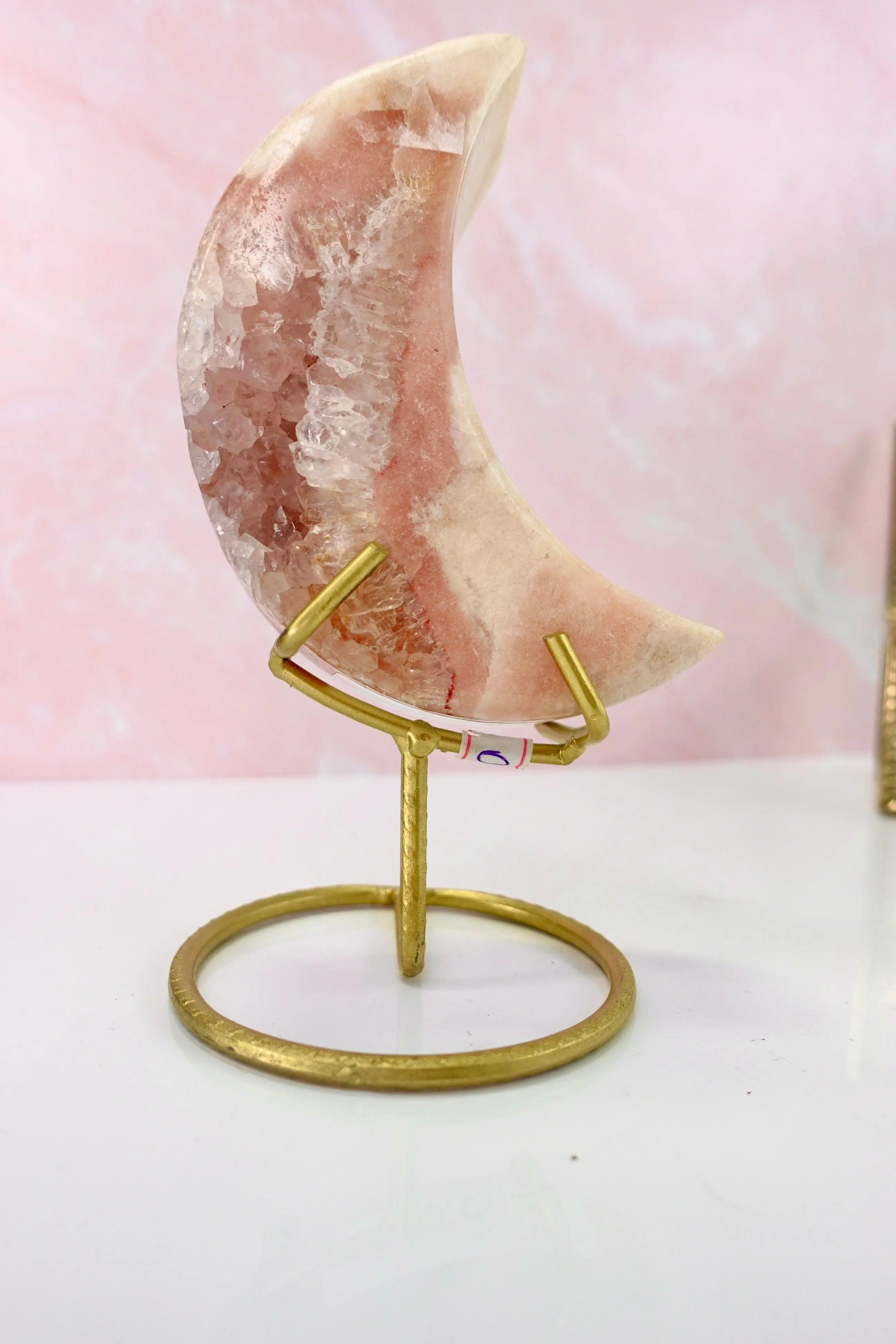 Pink Amethyst Moons With Gold Base,4