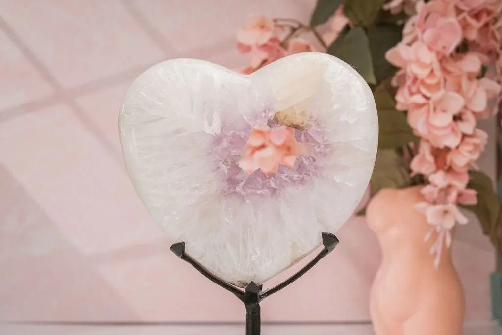 Premium Natural Heart - Shaped Amethyst Geode Portal - Amethyst Goddess