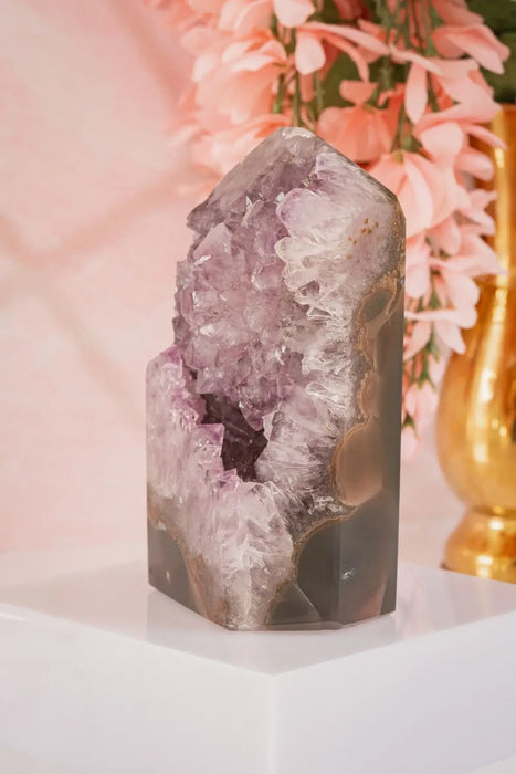 7" Amethyst Geode Quartz Tower 4.6 Lbs