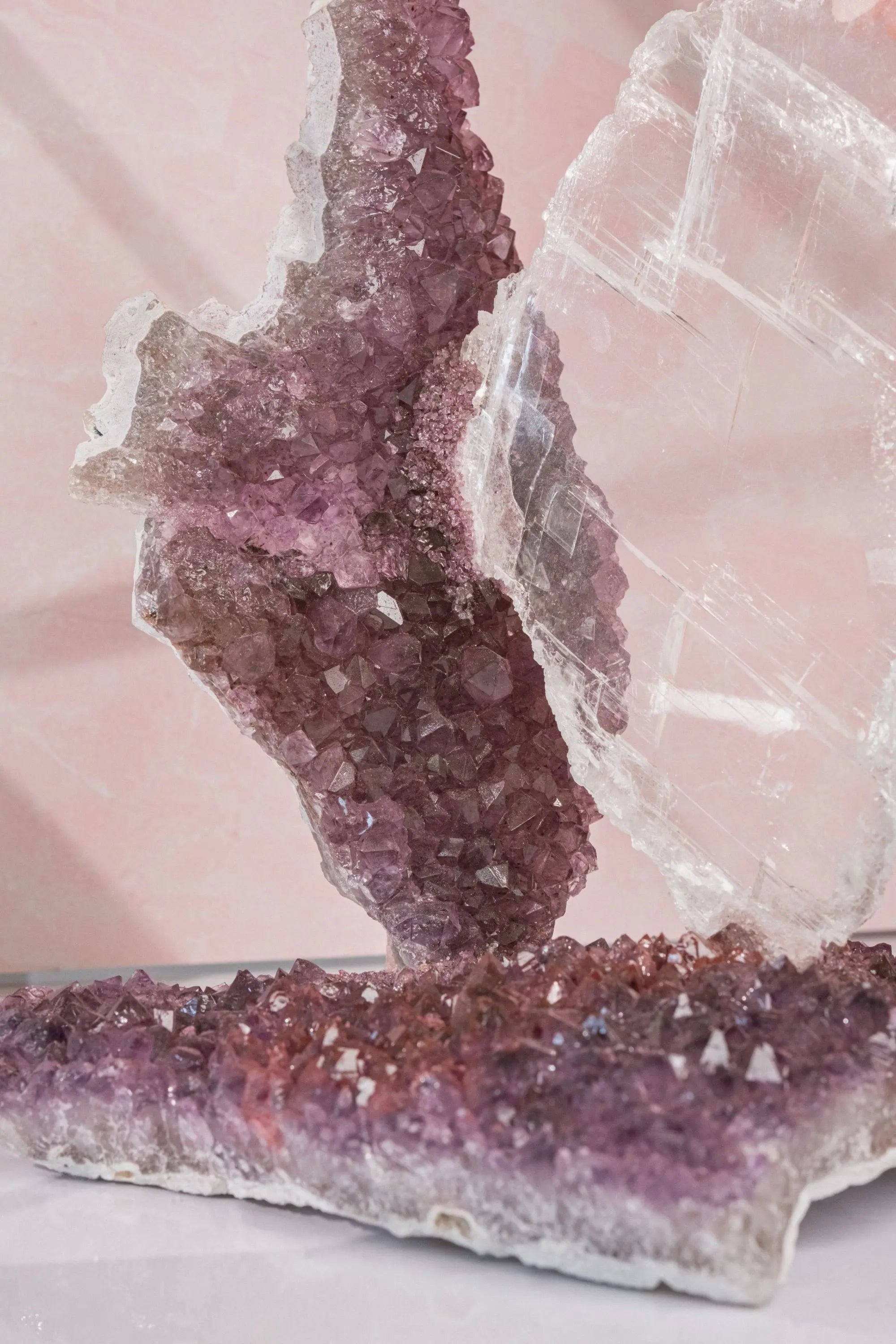 Amethyst Flowers With Selenite Gypsum - Amethyst Goddess