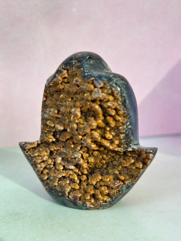 Orange Druzy Amethyst Hamsa Hand