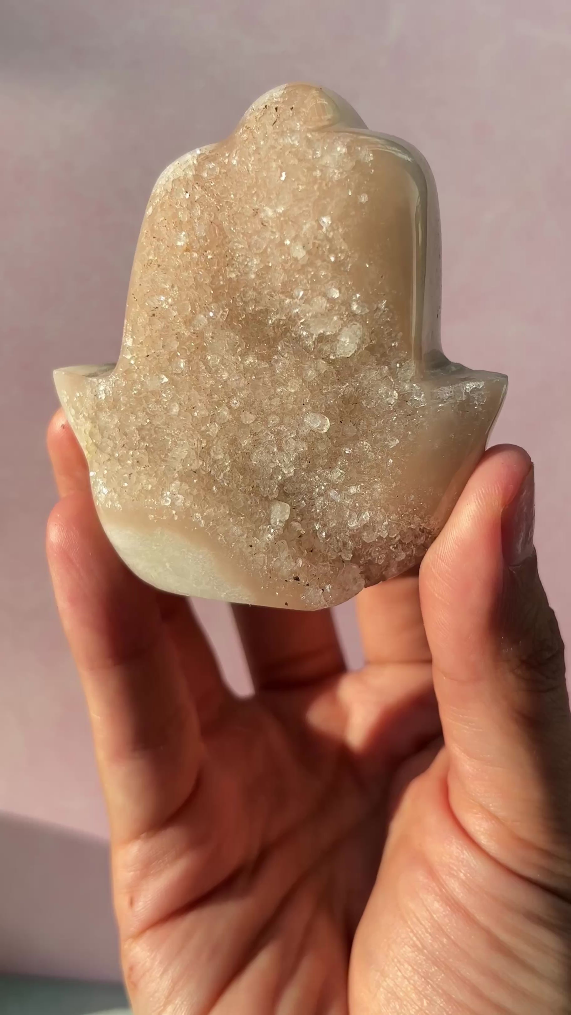 Honey Glow Druzy Amethyst Hamsa Hand