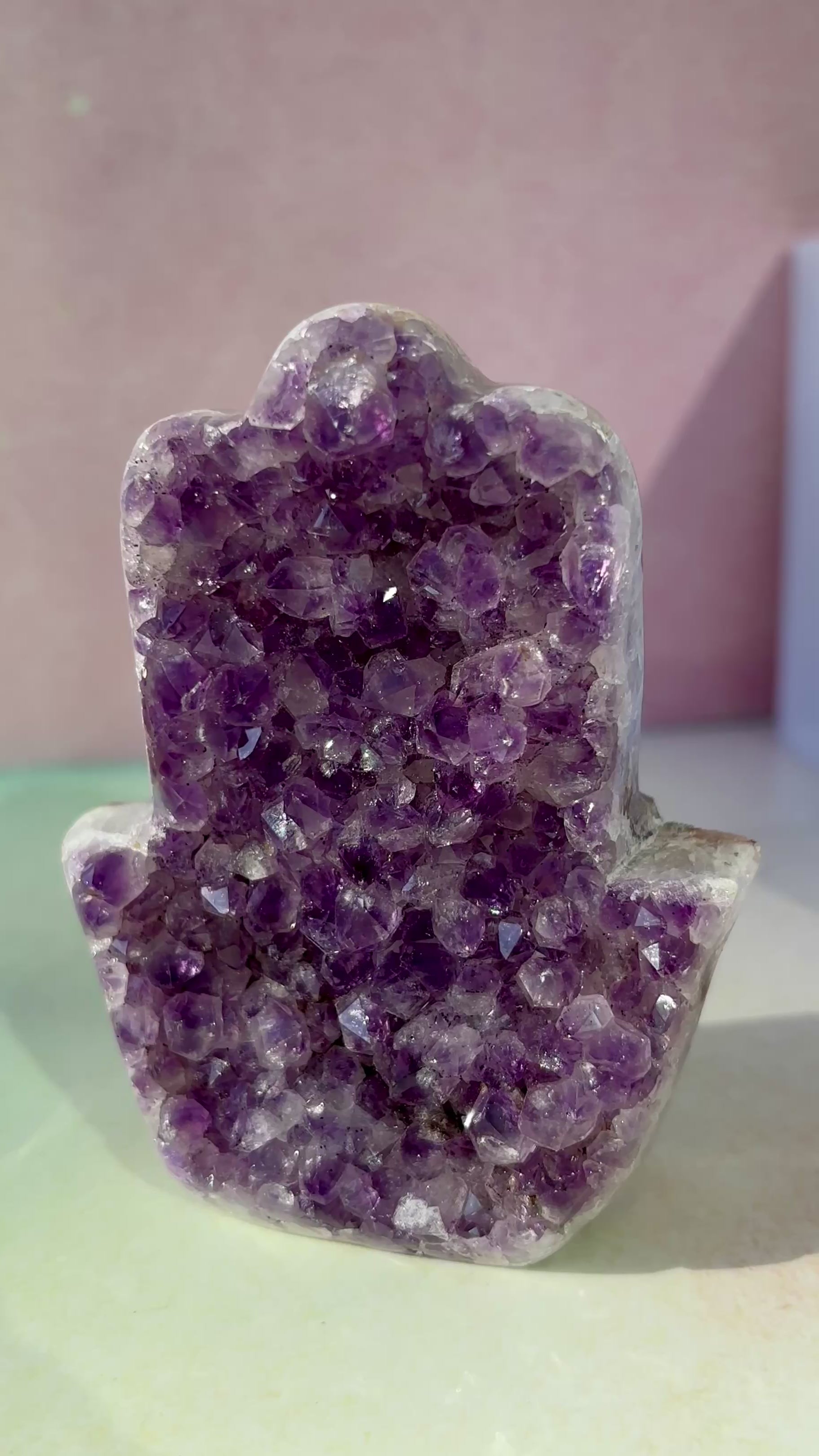 Crystalline Amethyst Hamsa Hand
