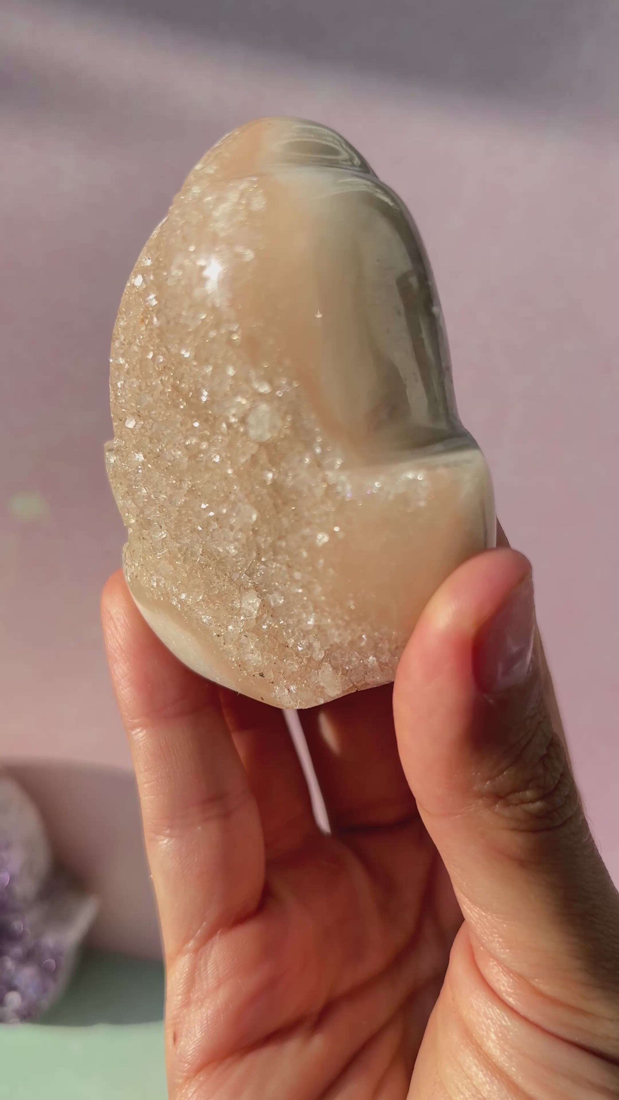 Honey Glow Druzy Amethyst Hamsa Hand
