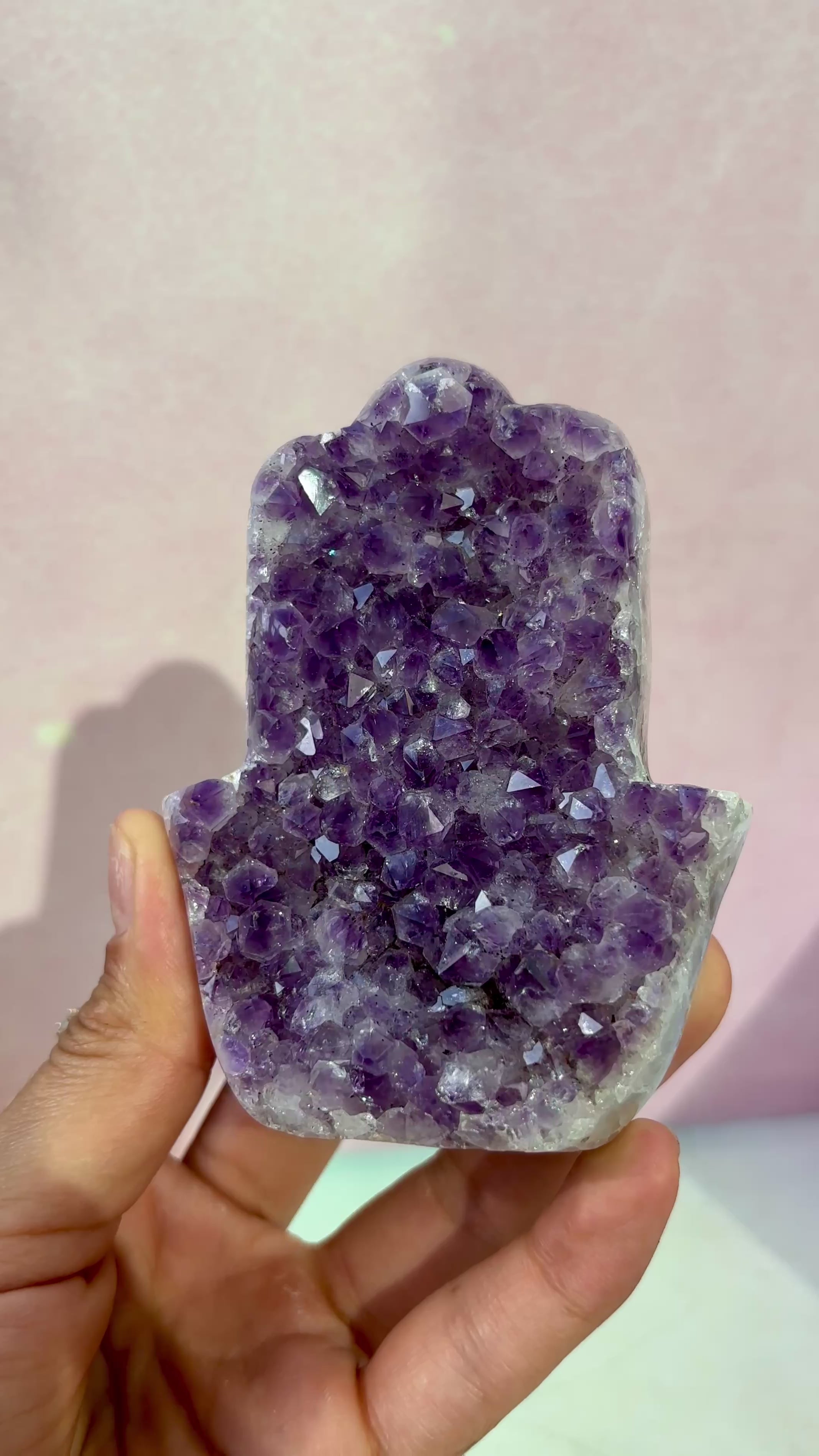 Crystalline Amethyst Hamsa Hand