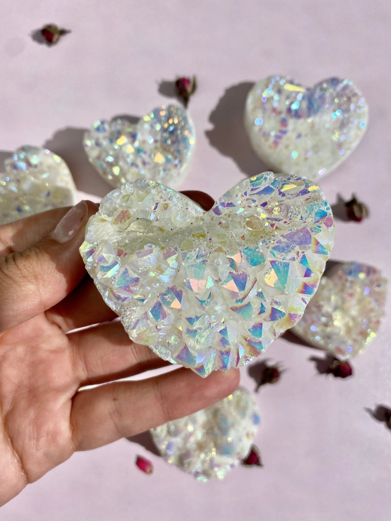 Angel Aura Quartz Hearts For Heavenly Guidance & Love - Amethyst Goddess