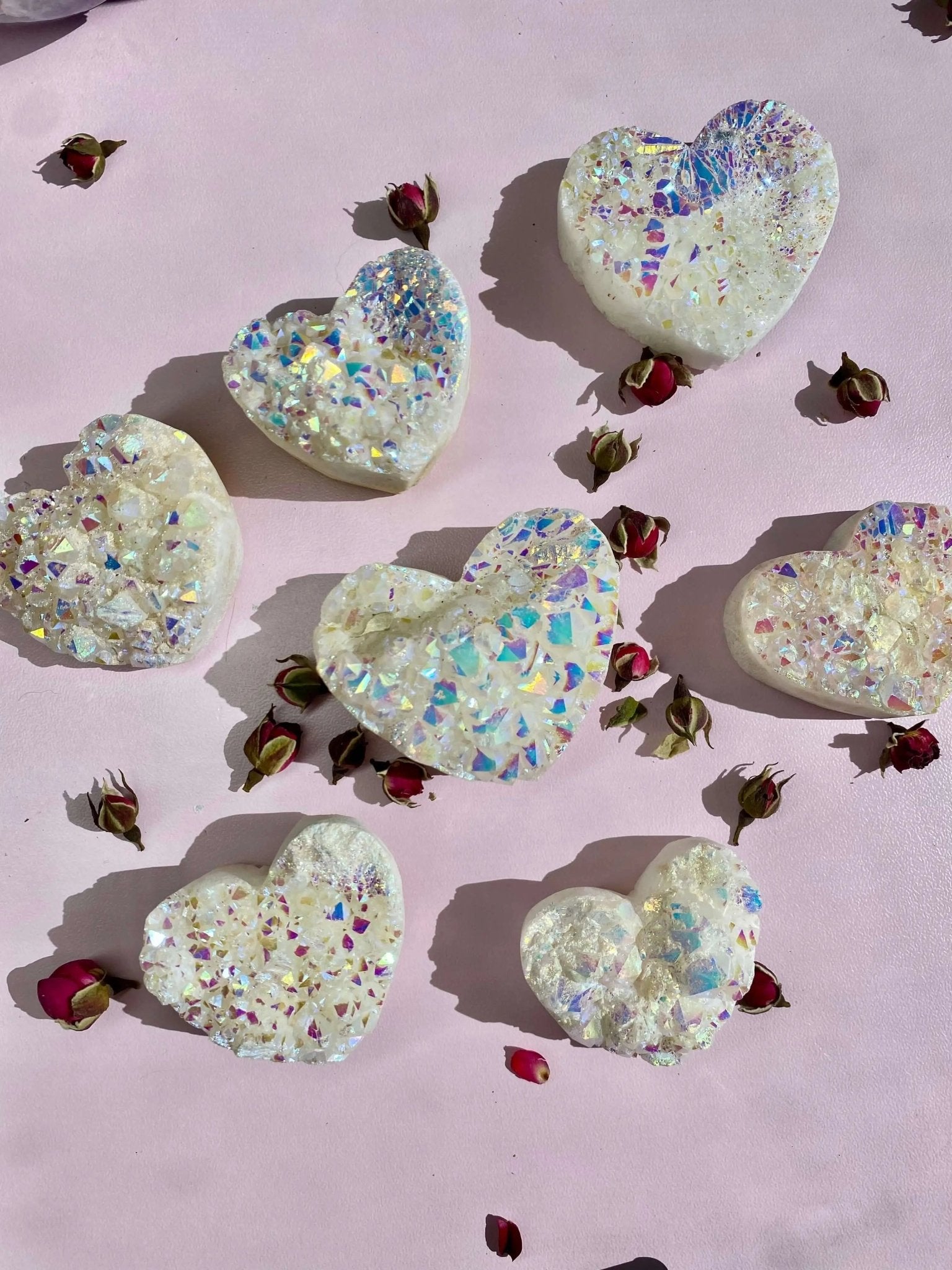 Angel Aura Quartz Hearts For Heavenly Guidance & Love - Amethyst Goddess