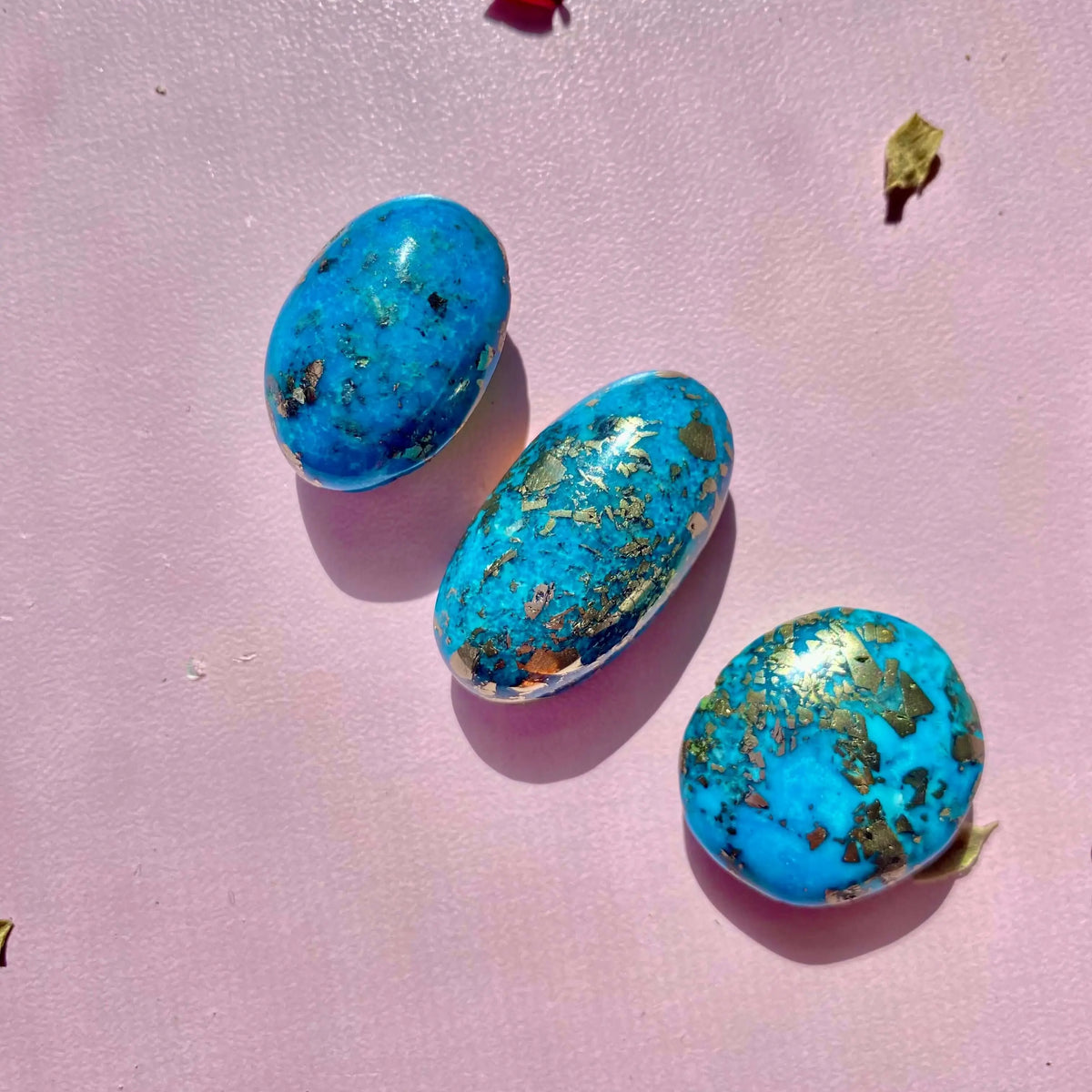 Authentic Morenci Turquoise Cabochon With Pyrite Inclusions