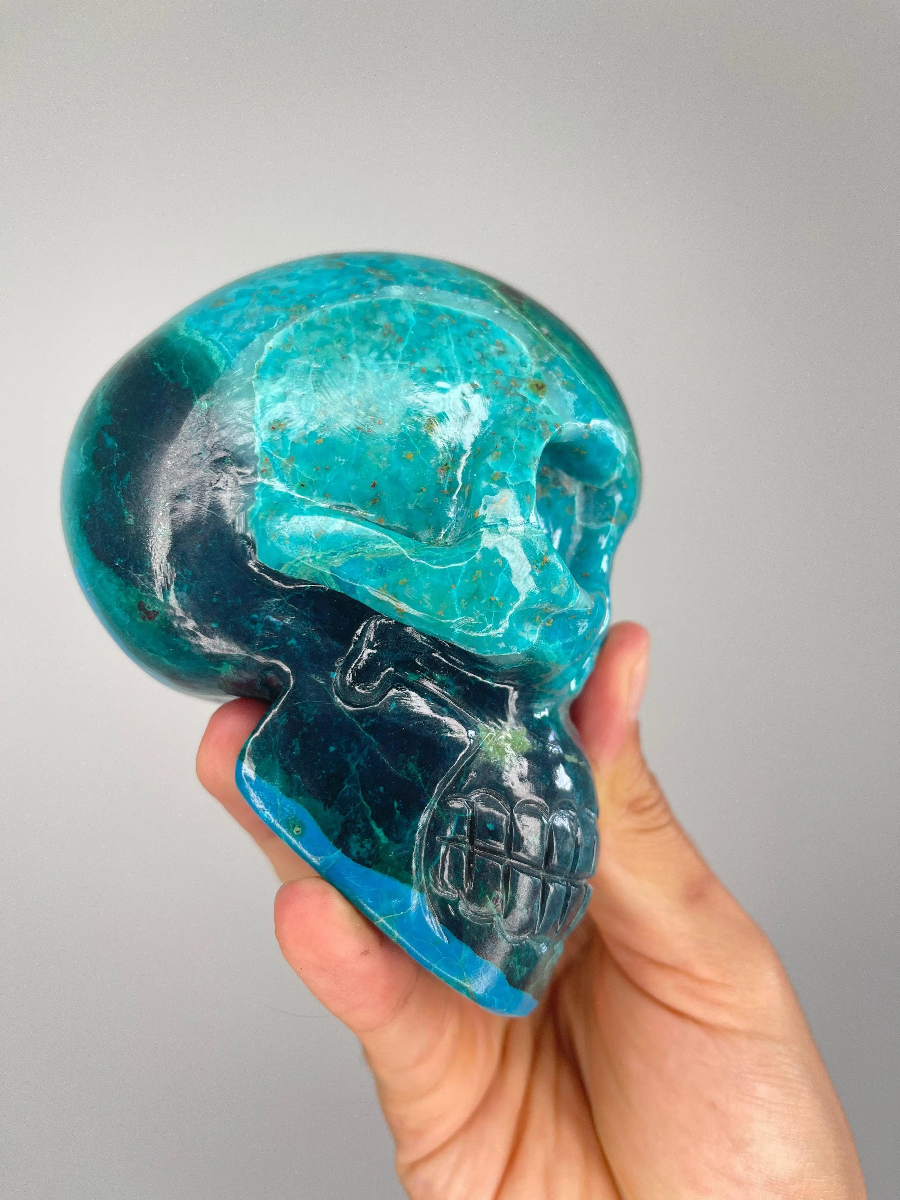 Chrysocolla Skull,3