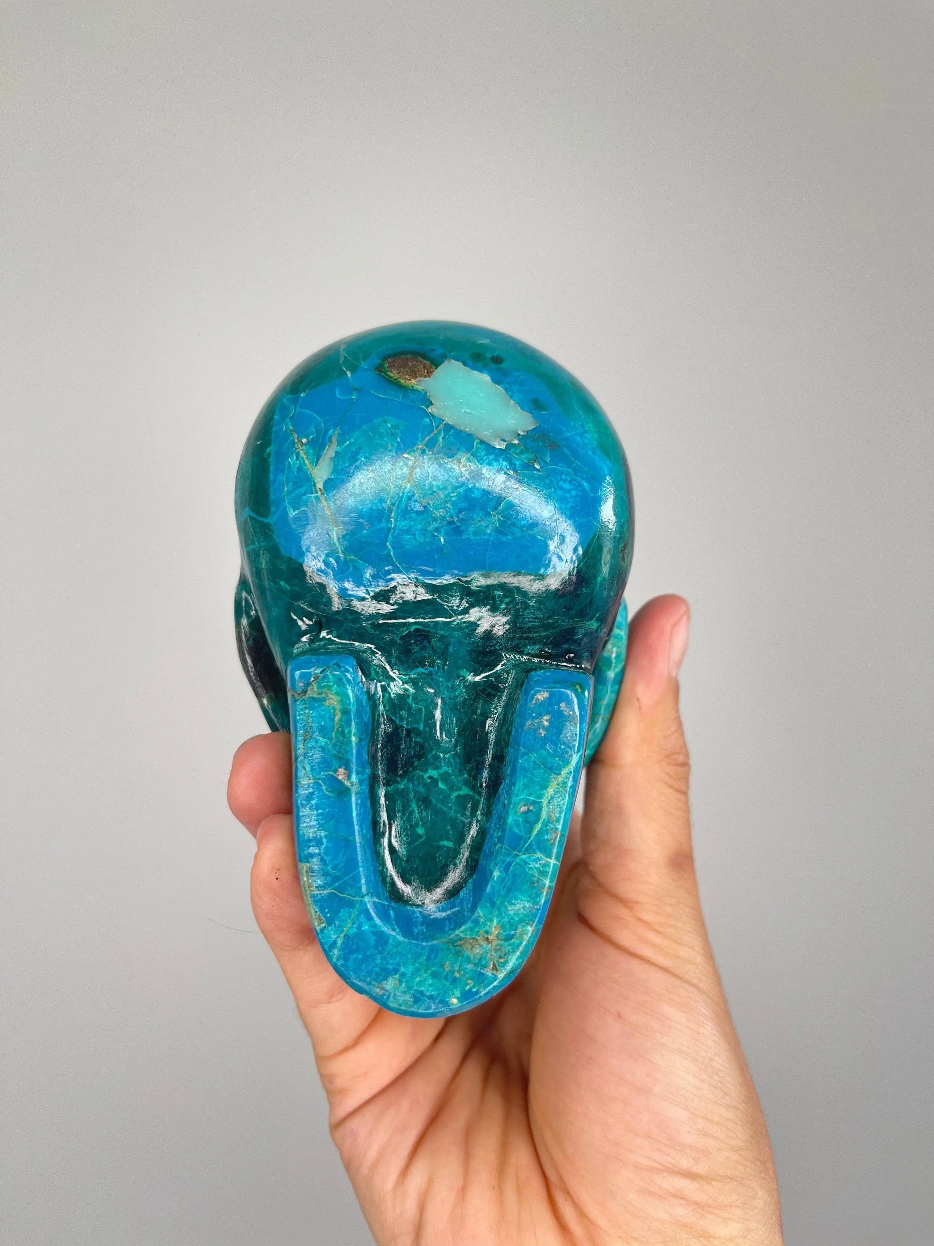 Chrysocolla Skull,4