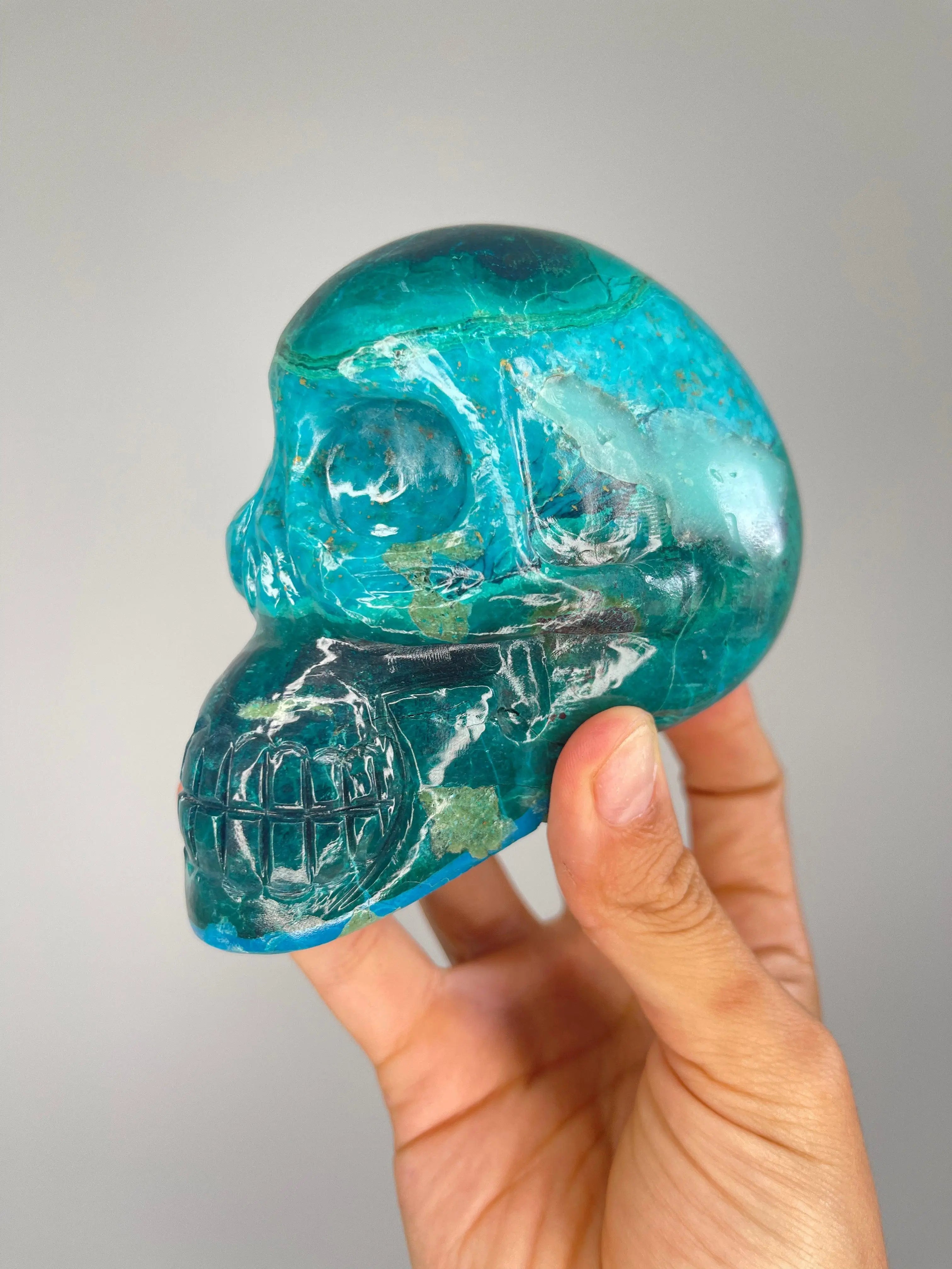 Chrysocolla Skull,5