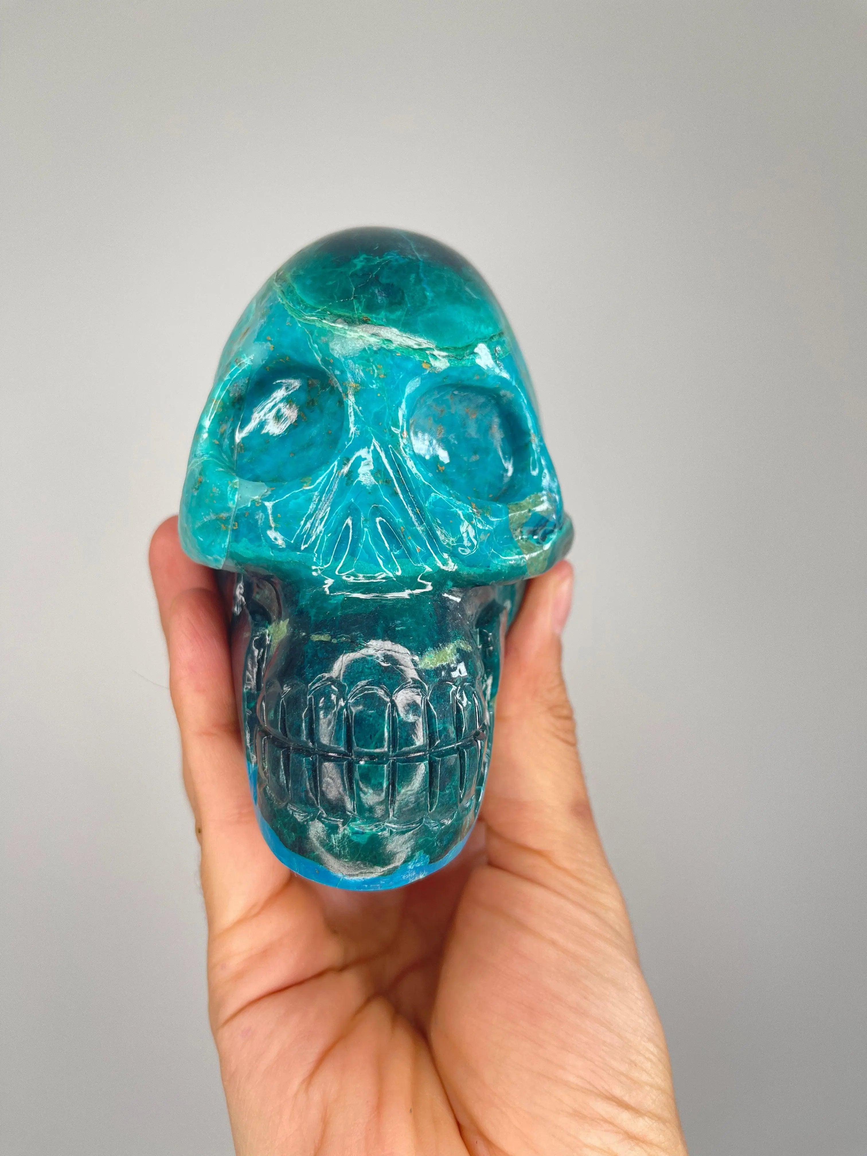 Chrysocolla Skull,9
