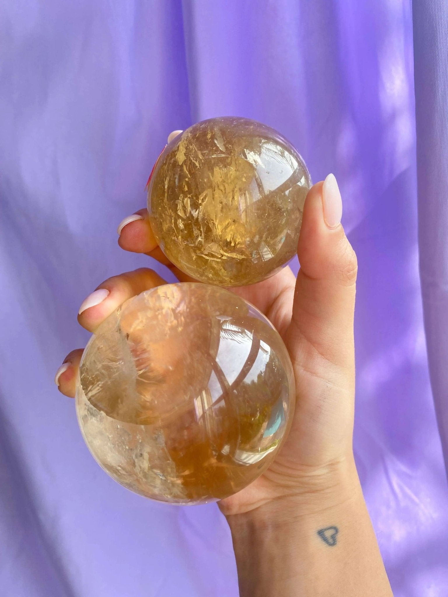 High Quality Champagne Citrine Spheres For Abundance - Amethyst Goddess