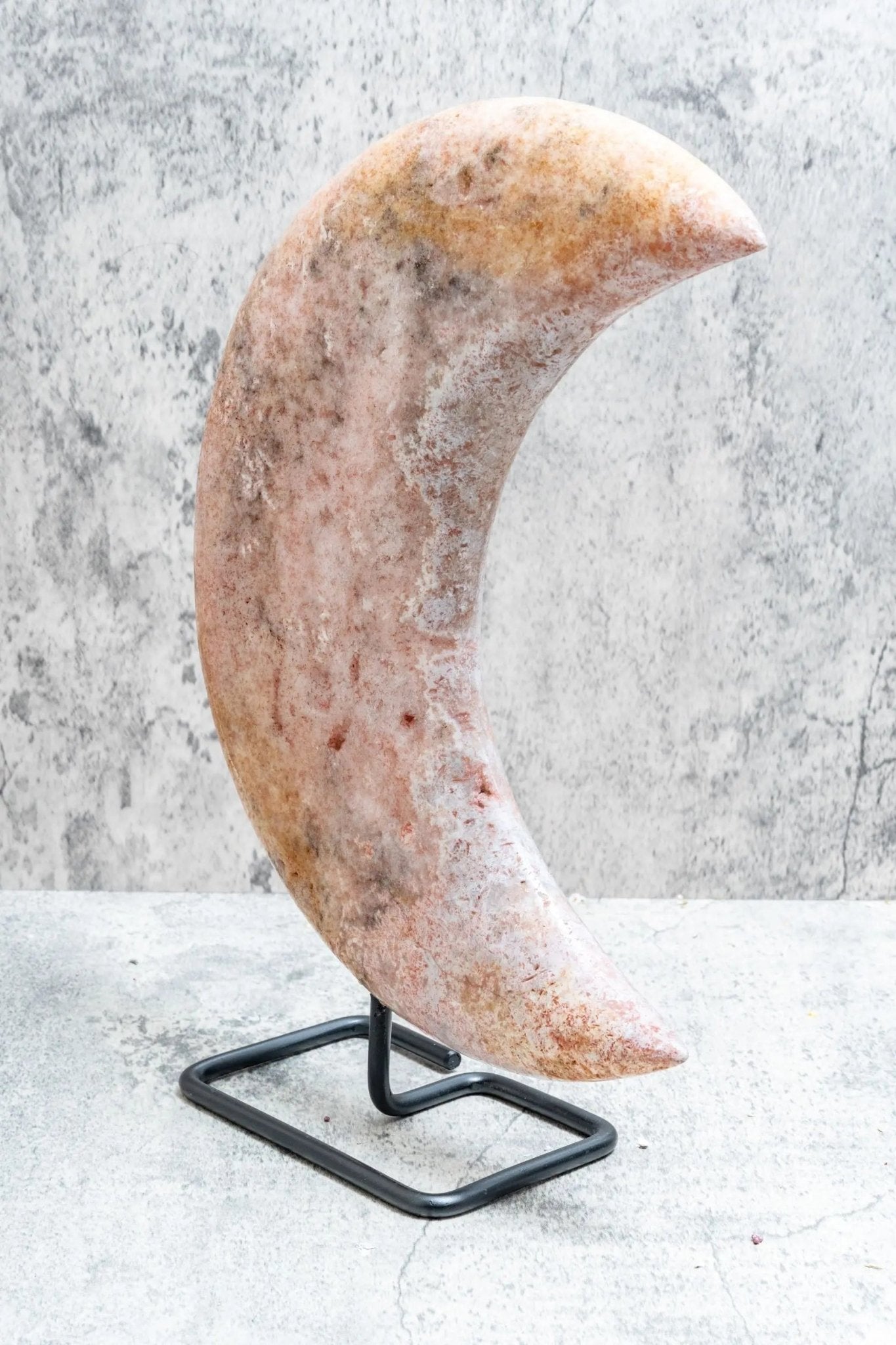 Large Pink Amethyst Moon on Stand (8.77 lbs) - Amethyst Goddess